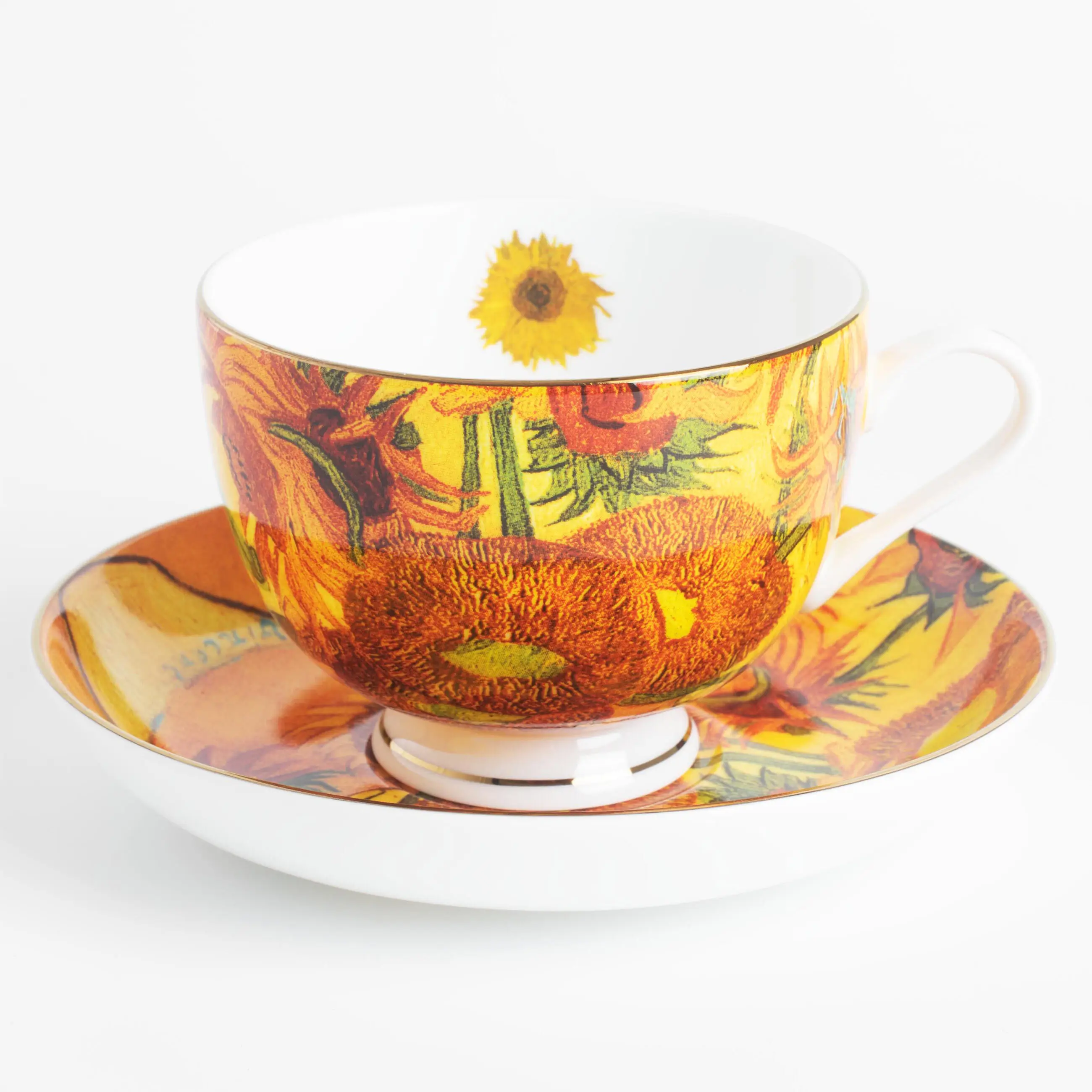 Пара чайная, 1 перс, 2 пр, 210 мл, фарфор F, Подсолнухи, Ван Гог, Art sunflowers, image-0