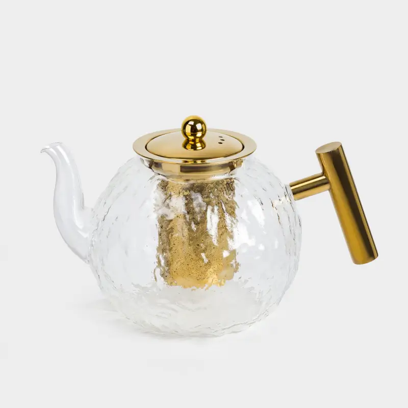 Чайник заварочный, 1,3 л, стекло Б/сталь, золотистый, Glacial gold
