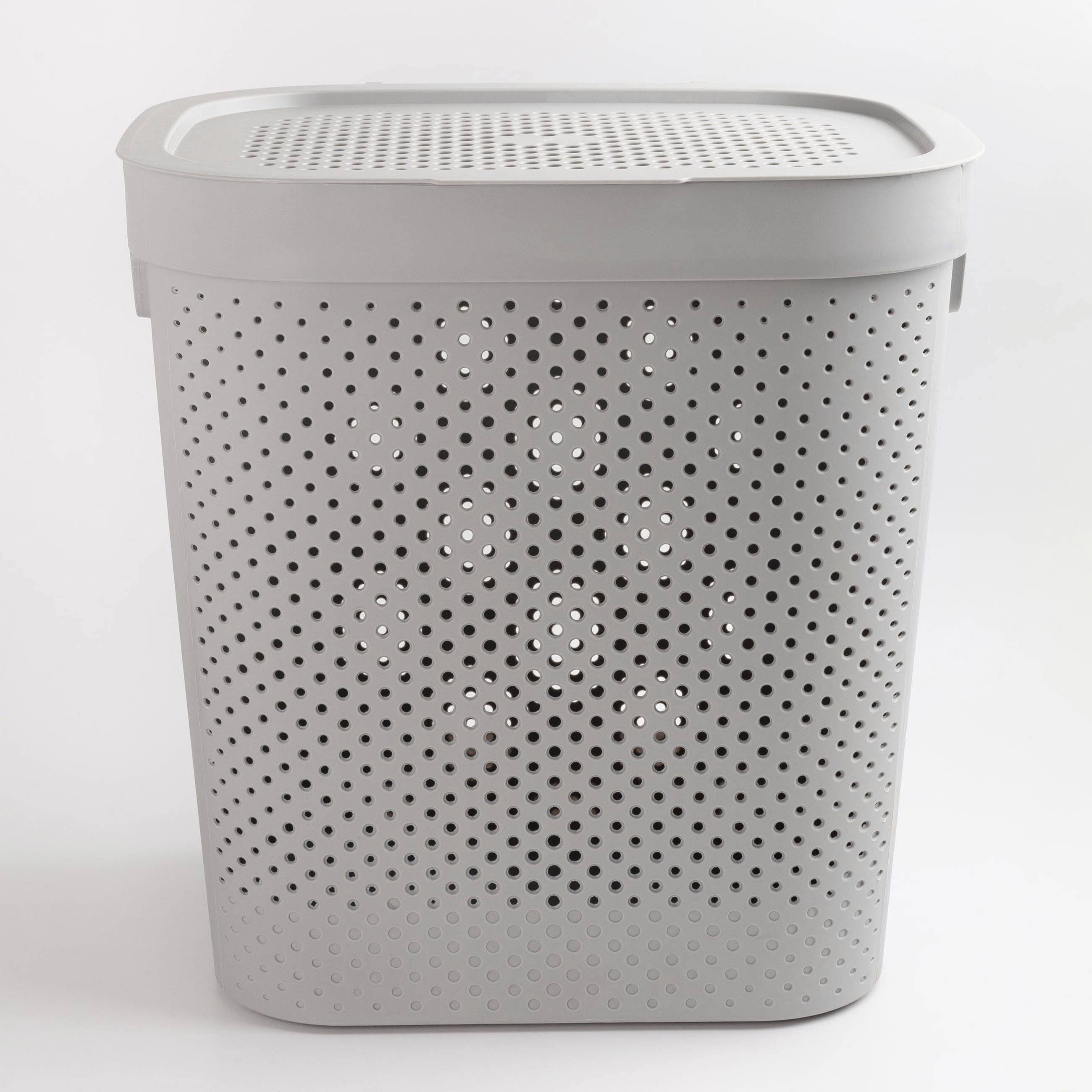 Корзина для белья, 44х35х45 см, пластик, прямоугольная, серая, Grating, image-0