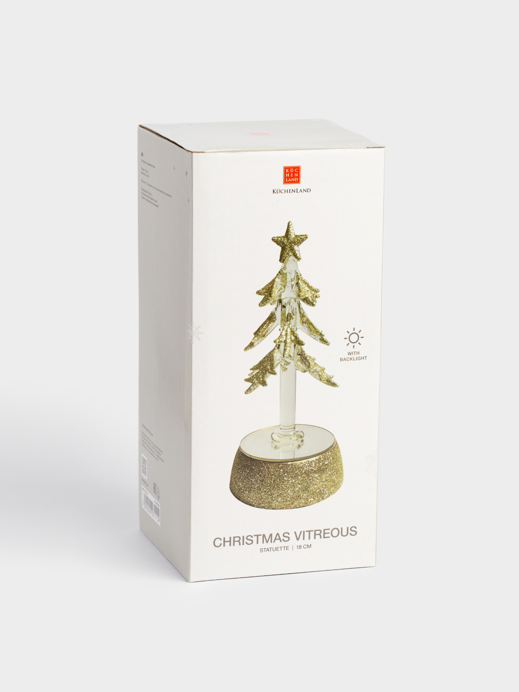 Статуэтка с подсветкой, 18 см, с подвесками, стекло, серебристая, Ель, Christmas vitreous, image-5