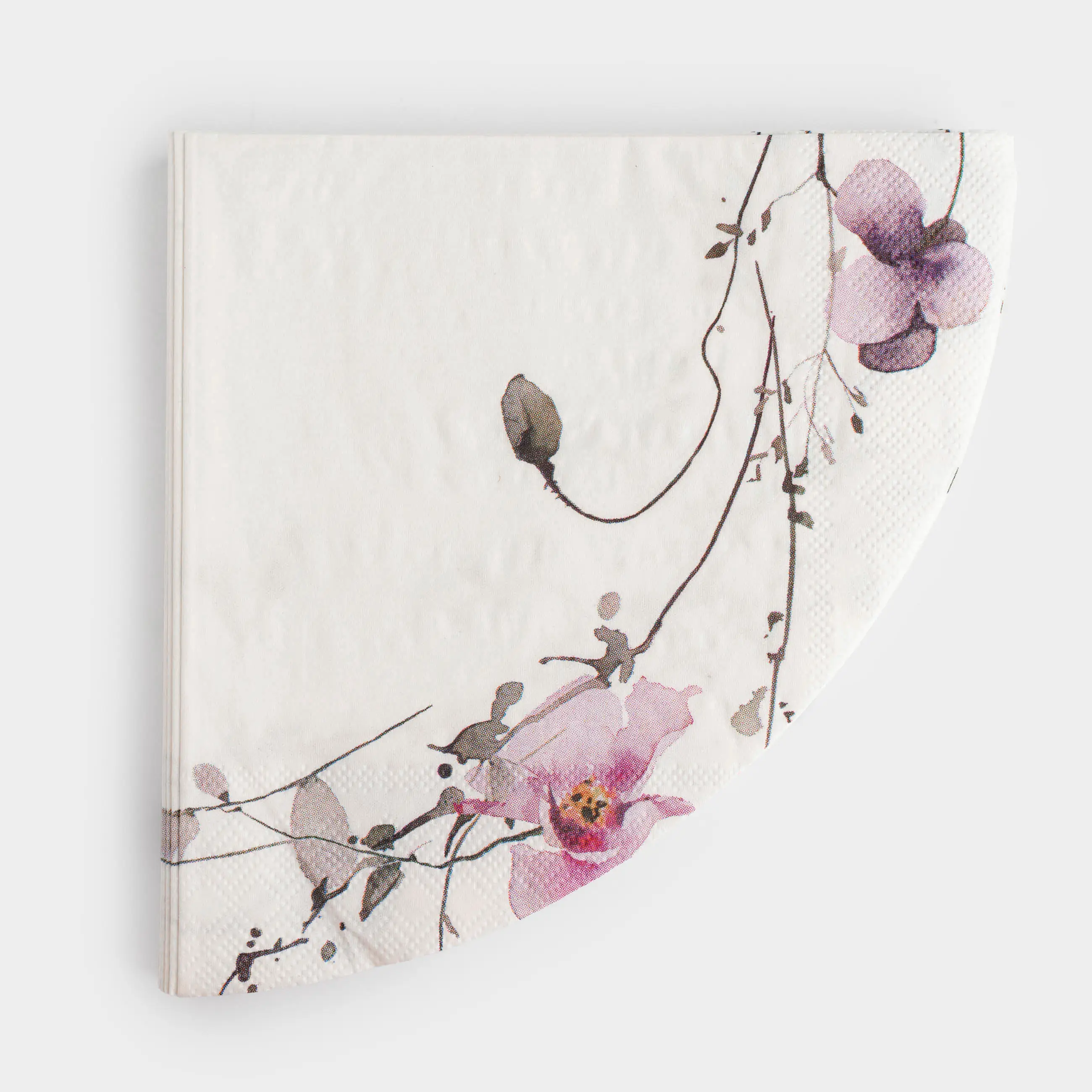 Қағаз майлықтар, 33 см, 20 дана, дөңгелек, ақ, Көктемгі гүлдер, Petal serenity