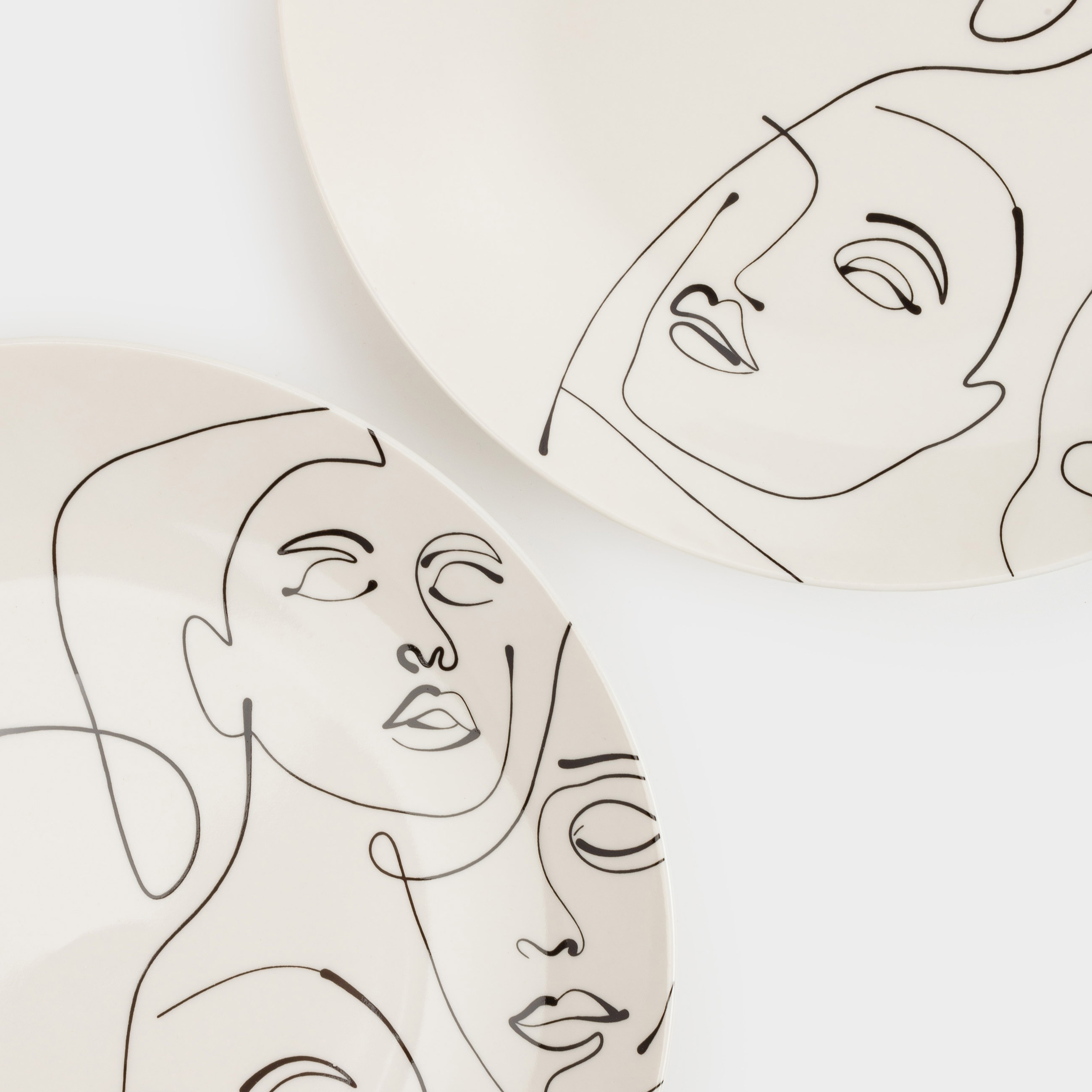 Тарелка закусочная, 23 см, 2 шт, фарфор N, молочная, Абстрактные лица, Face, image-4