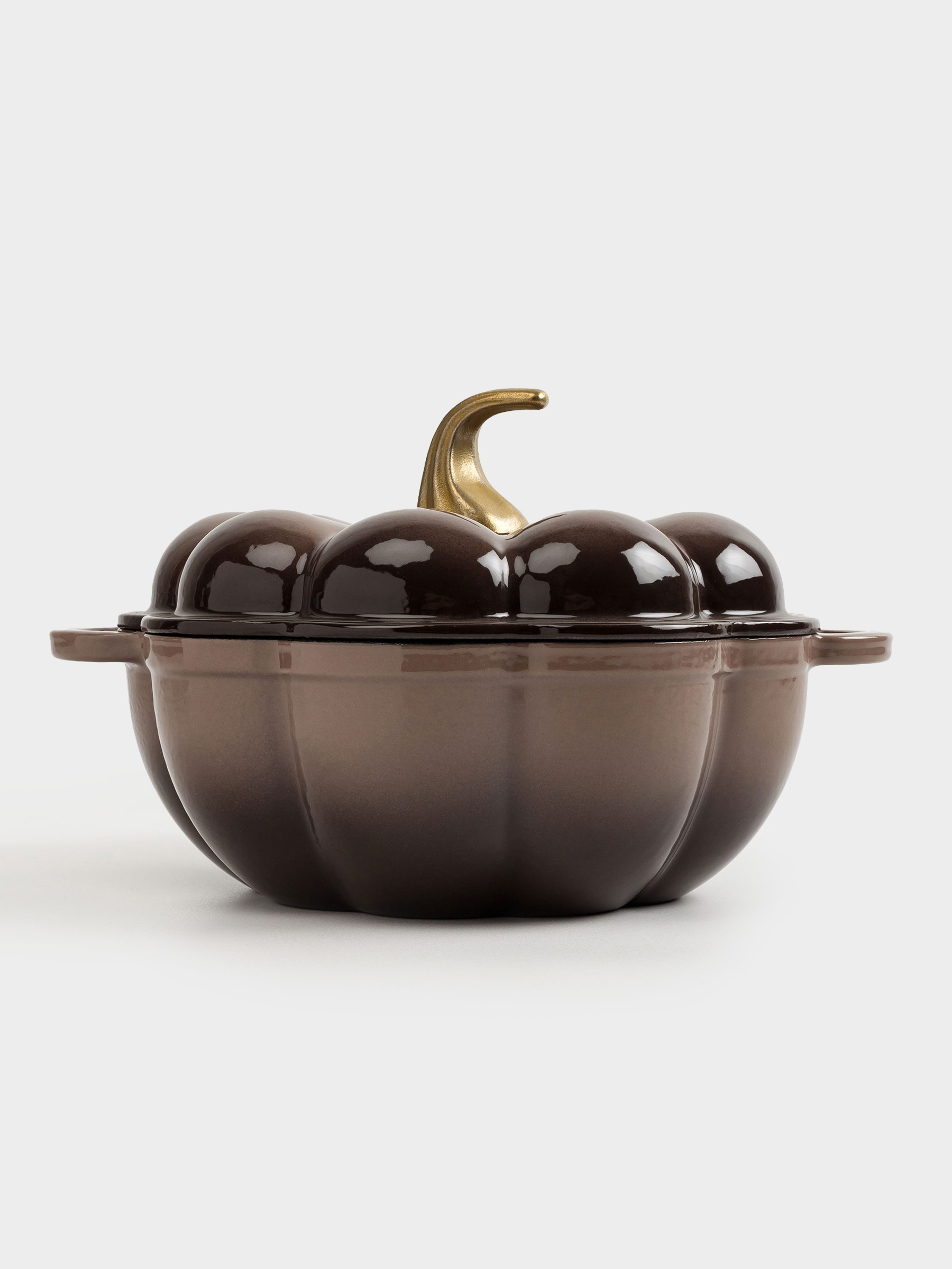 Кәстрөл, 20 см, 1,7 л, қақпағы бар, шойын, қоңыр, асқабақ, Gourd, image-1