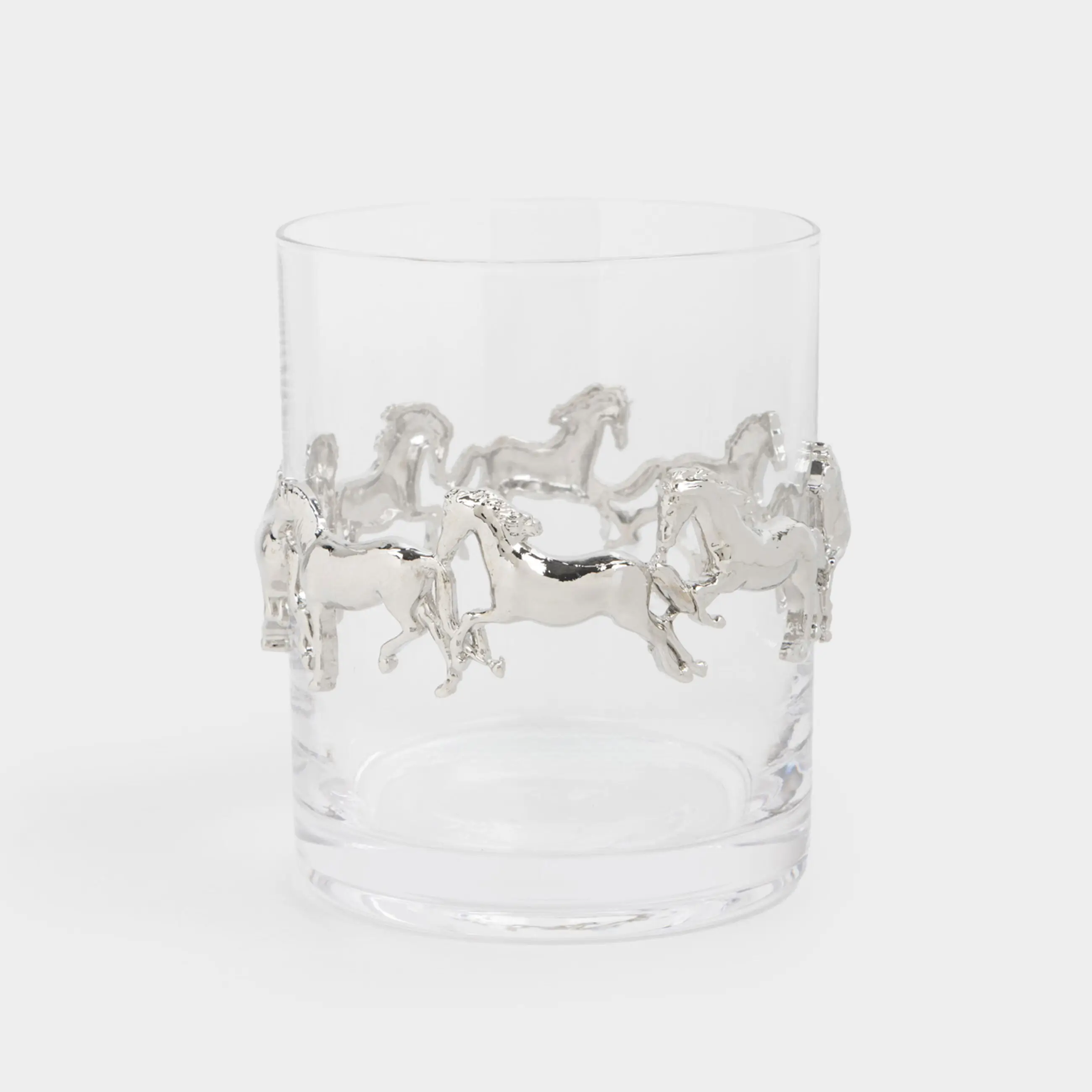 Виски стақаны, 10 см, 250 мл, шыны/металл, Күміс аттар, Elegant horse