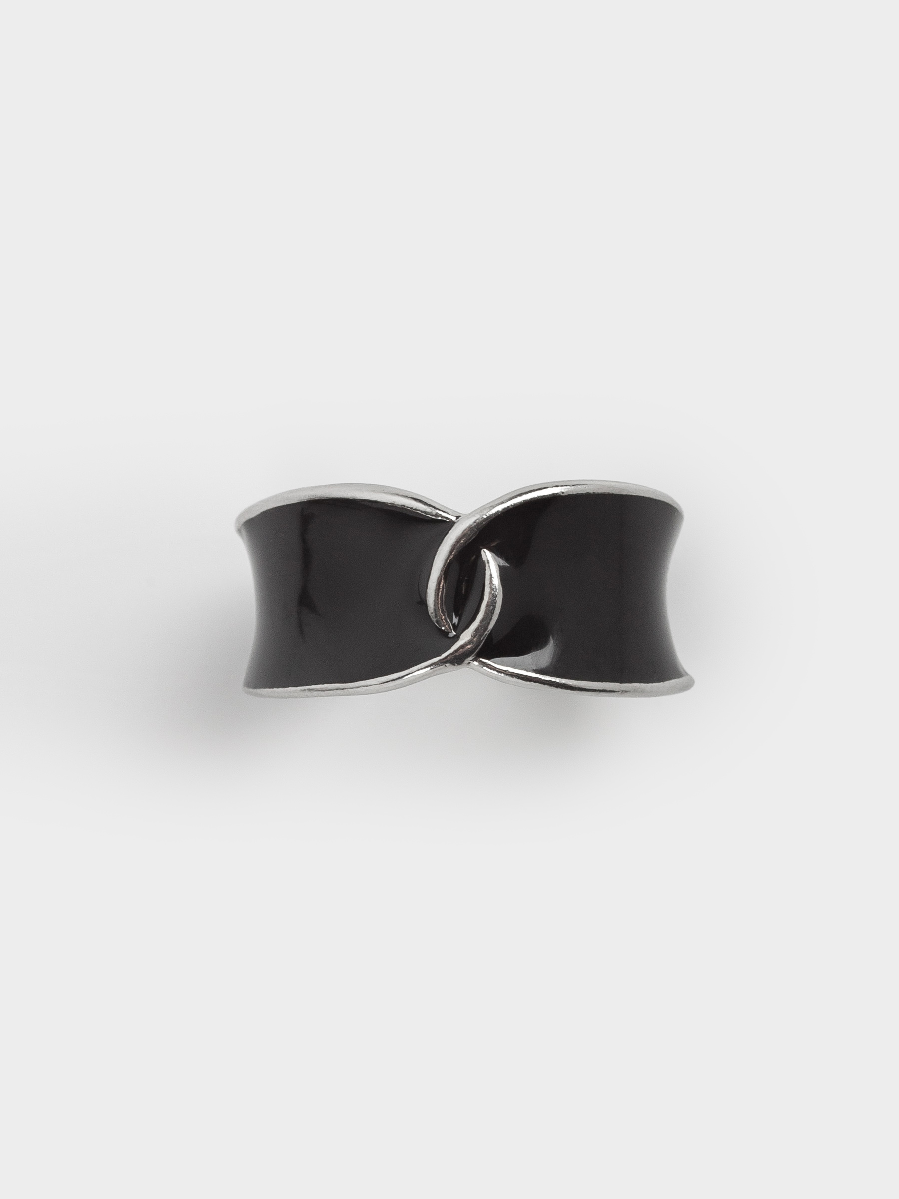 Кольцо, р. S-M, единый размер, металл/акрил, серебристо-черное, Jewelry, image-4