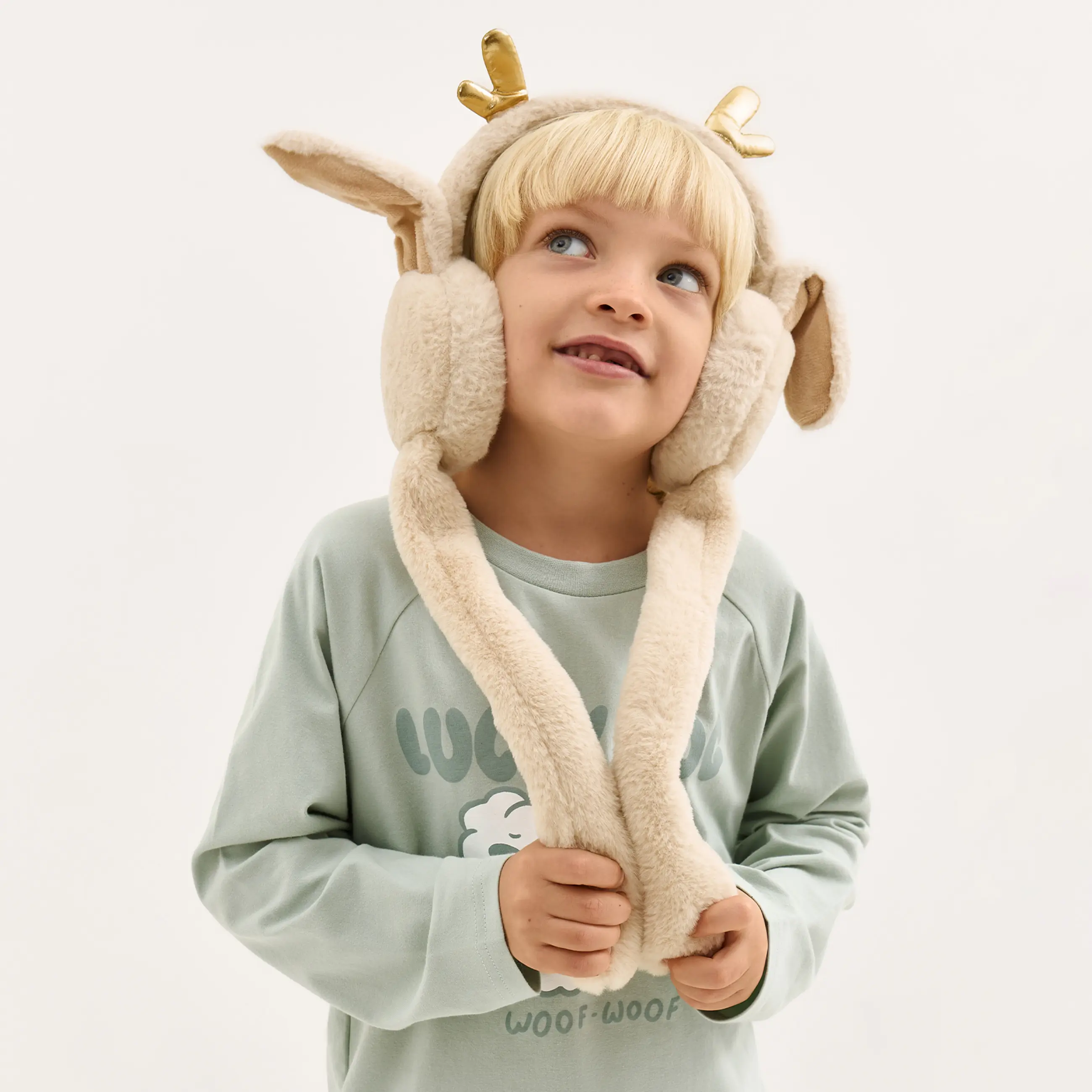 Үлбірлі құлаққаптар, 13х20 см, құлақтары көтеріледі, жасанды үлбір, сарғылт-қоңыр, Rabbit