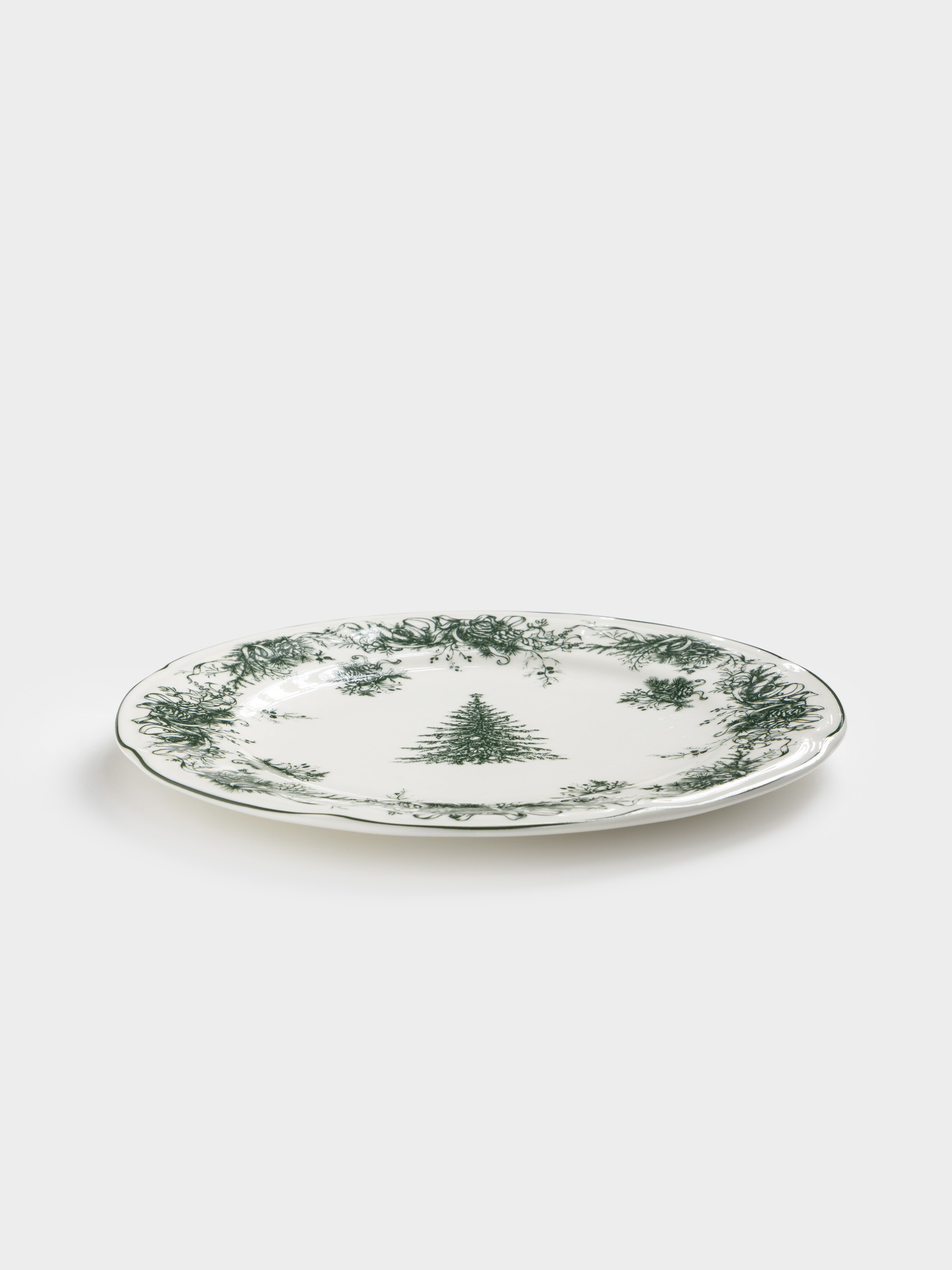 Тарелка закусочная, 20 см, фарфор N, бело-зеленая, Елка, Winter lace, image-2