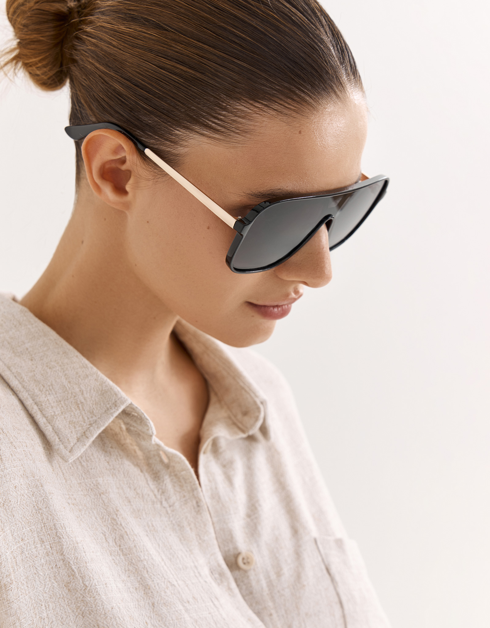 Очки солнцезащитные, пластик, прямоугольные, черные, Авиаторы, Eyewear, image-5