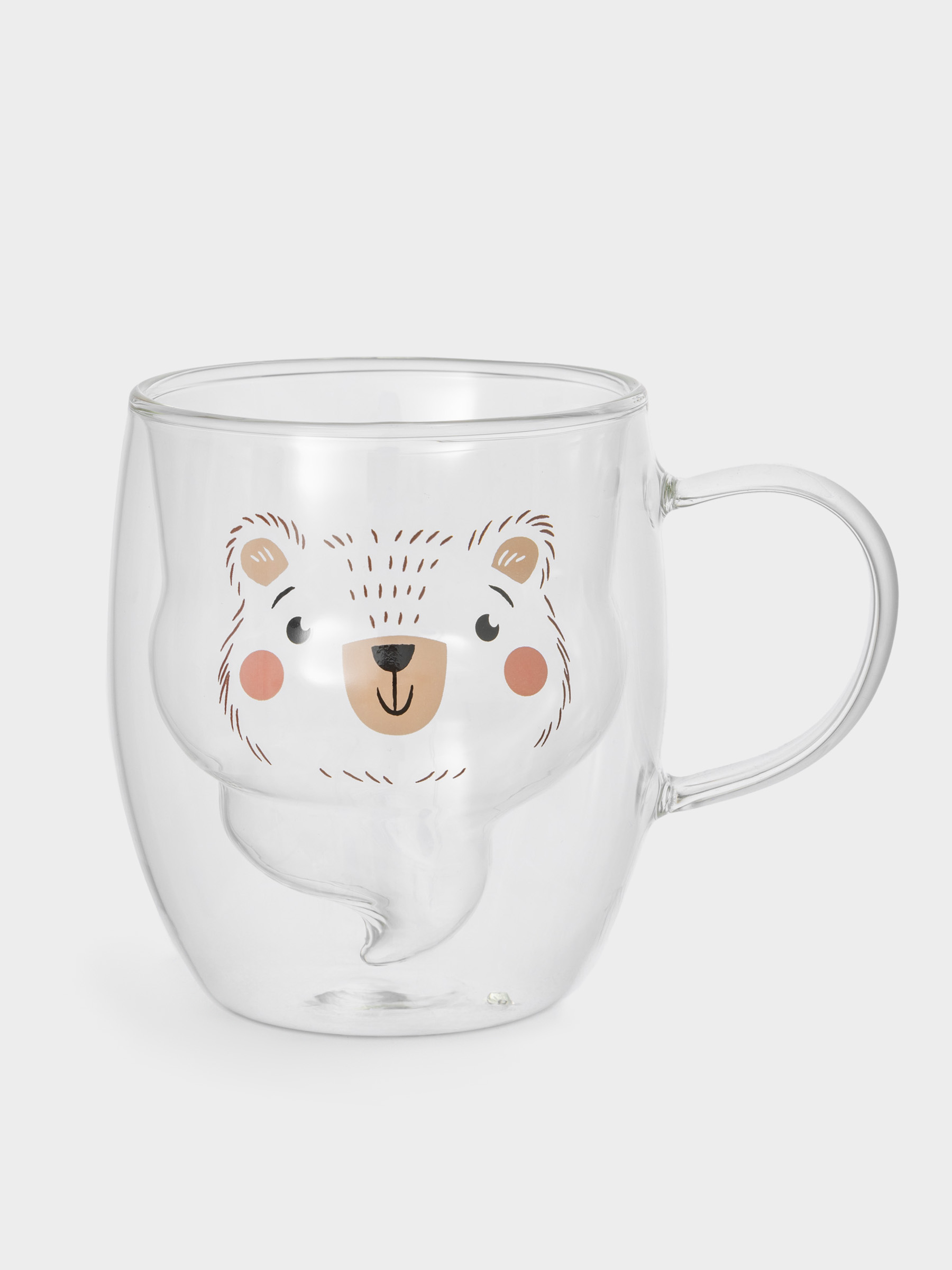 Кружка, 300 мл, с крышкой, стекло Б/силикон, Медведь, Air shape, image-2