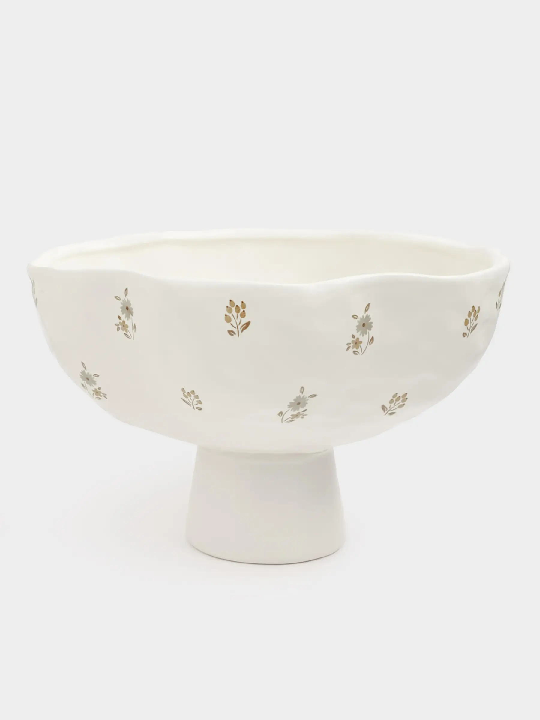 Жеміс вазасы, 24x15 см, керамика, сүт түстес, ескірген гүлдер, La flore, image-0