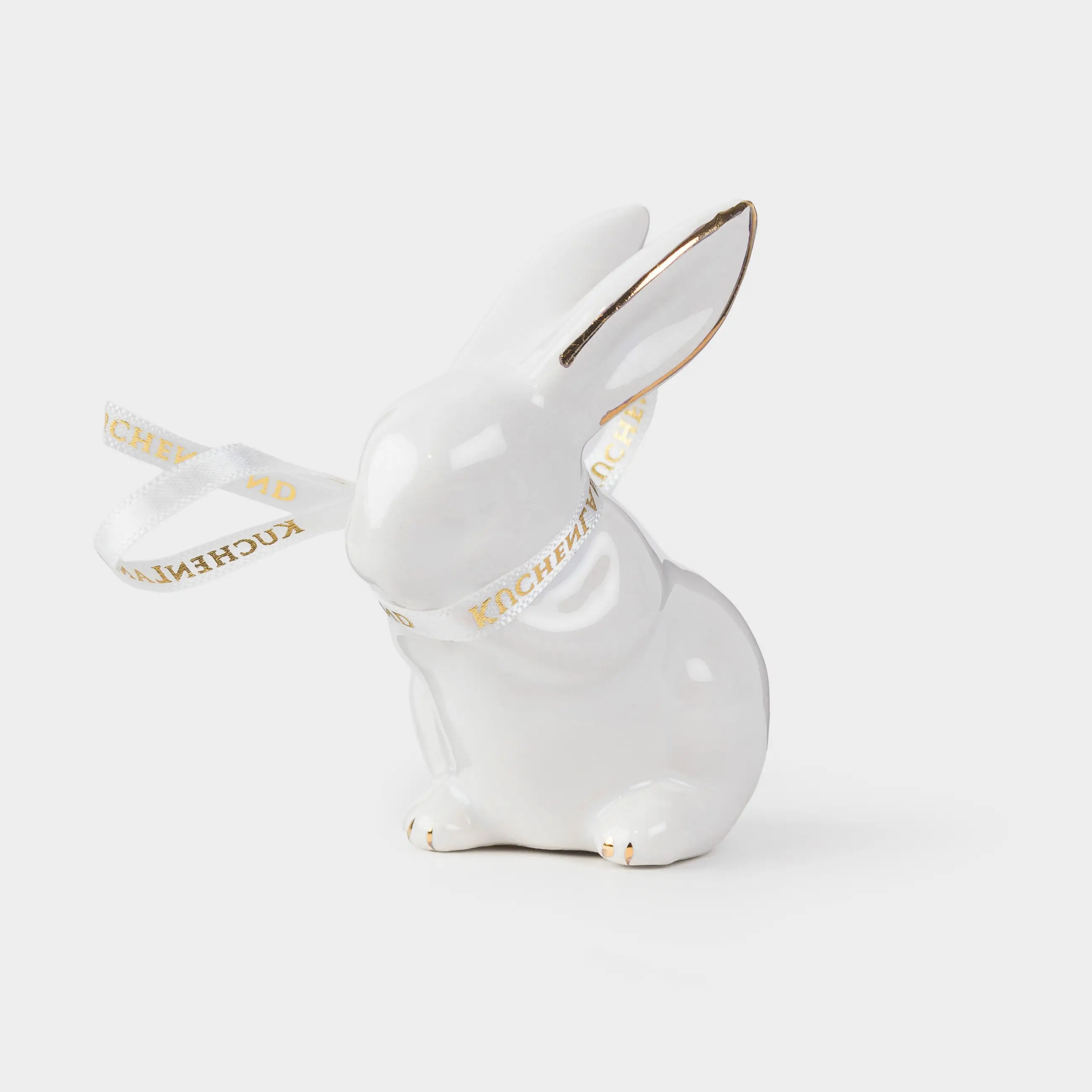 Статуэтка, 7 см, керамика, бело-золотистая, Кролик, Easter gold