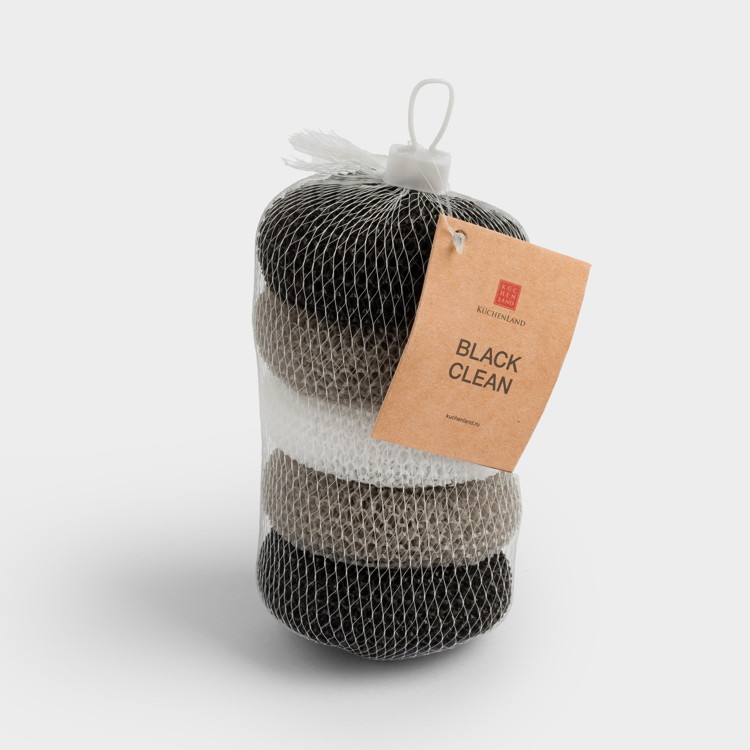 Тазалауға арналған губка, 8 см, 5 дана, полипропилен, қара/сұр/ақ, Black clean, image-6