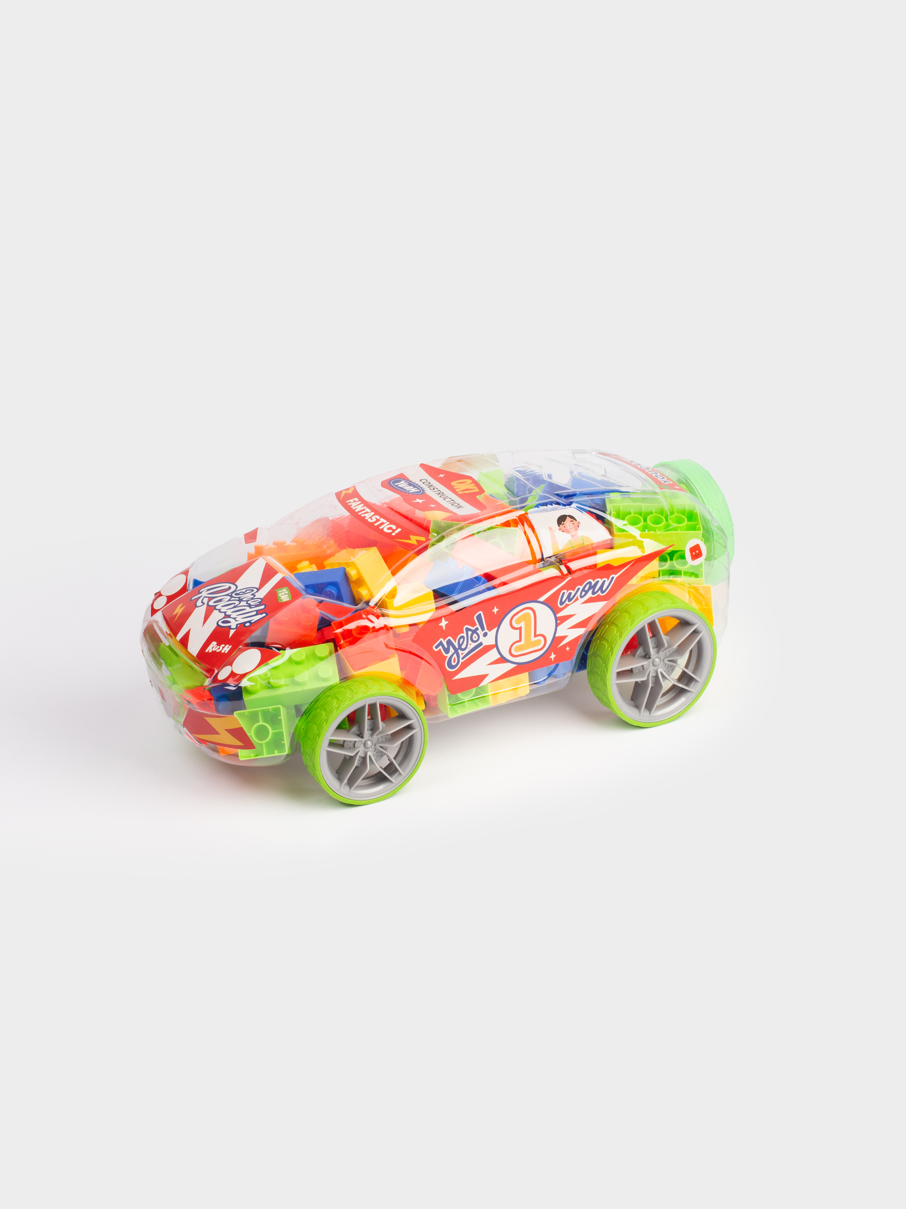 Конструктор, 41х21 см, пластик, Машинка с кубиками, Hobby kids, image-0