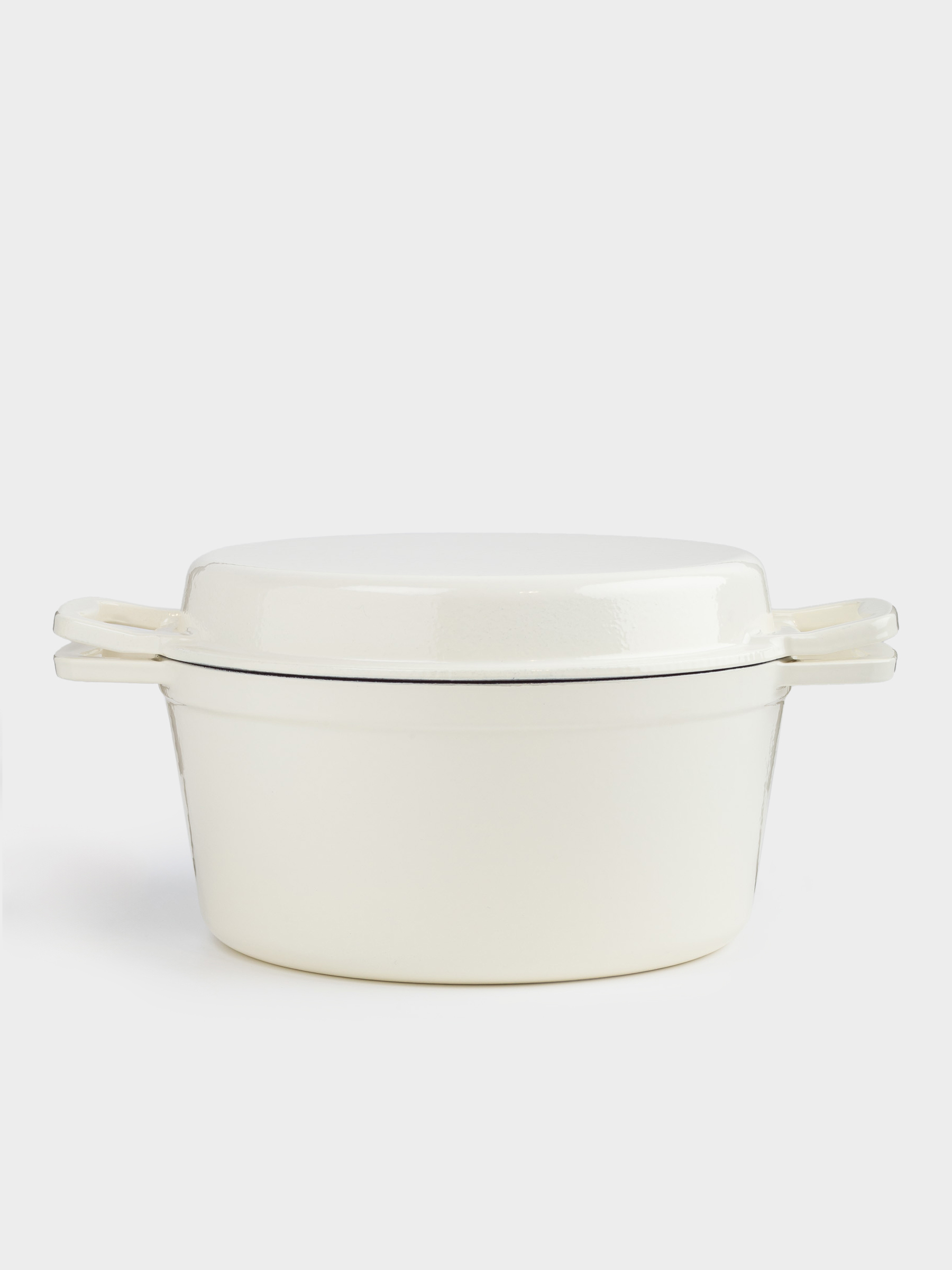 Казан, 25 см, 4,3 л, с крышкой сковородой-гриль, чугун, молочный, Light kitchen, image-1