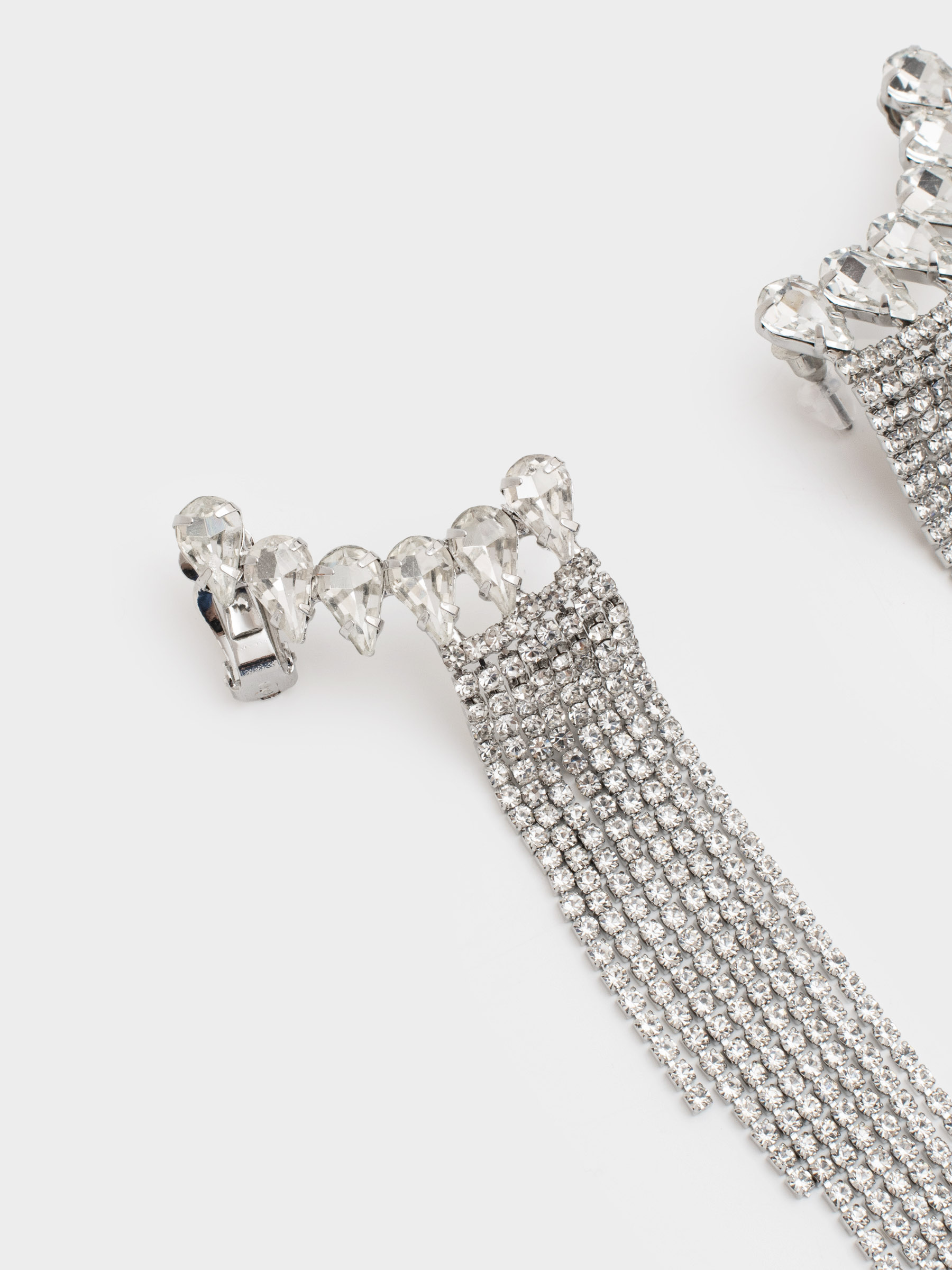 Серьги-пусеты, 14 см, 2 шт, металл/стразы, серебристые, Кристаллы, Jewelry crystal, image-1
