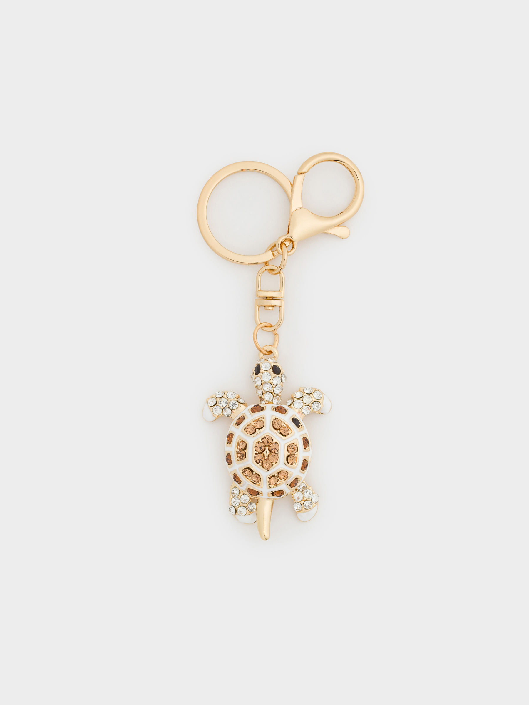 Брелок, 12 см, металл/стразы, золотистый, Черепаха, Keychain crystal, image-0