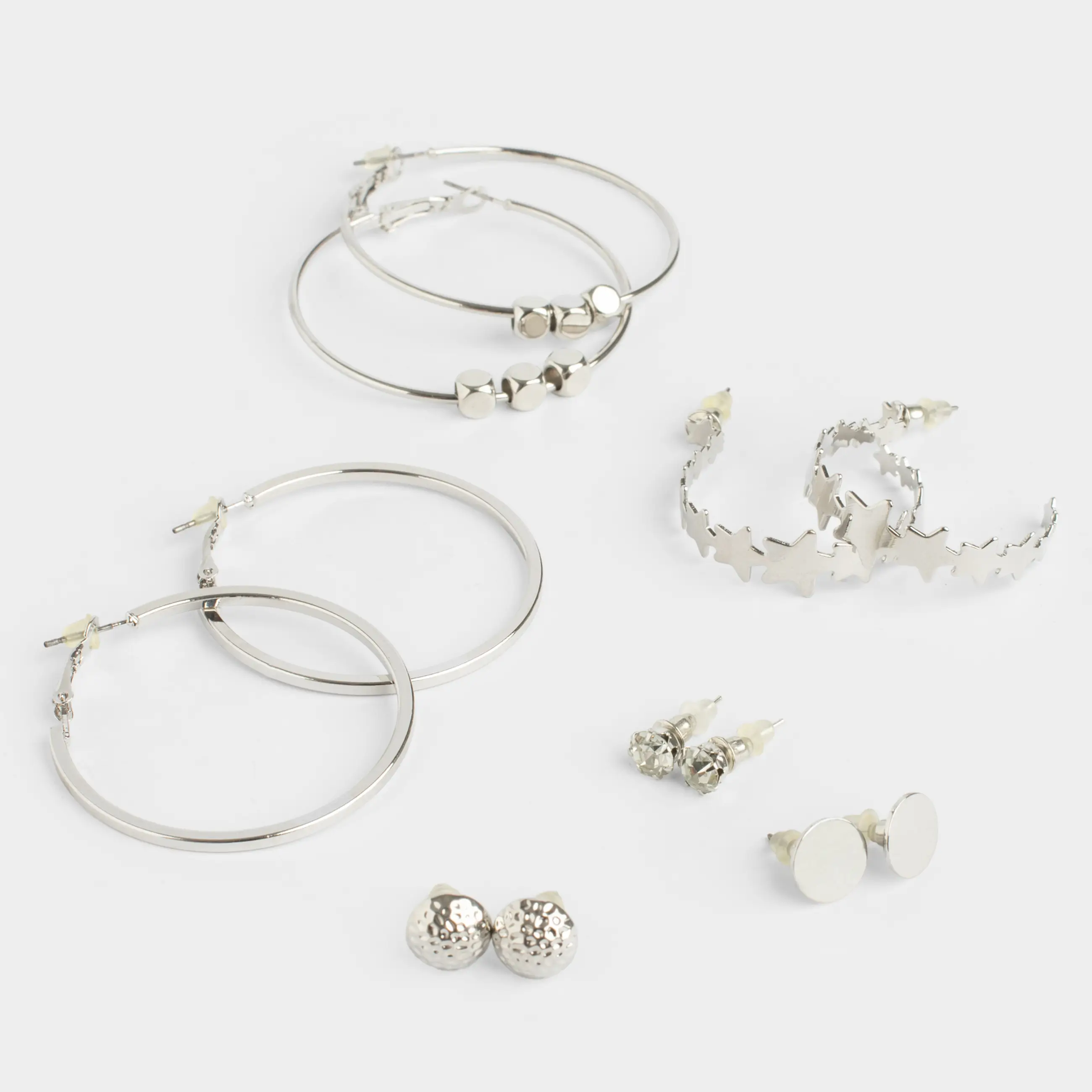 Пуссет сырғалары, 12 дана, металл, күміс, Jewelry