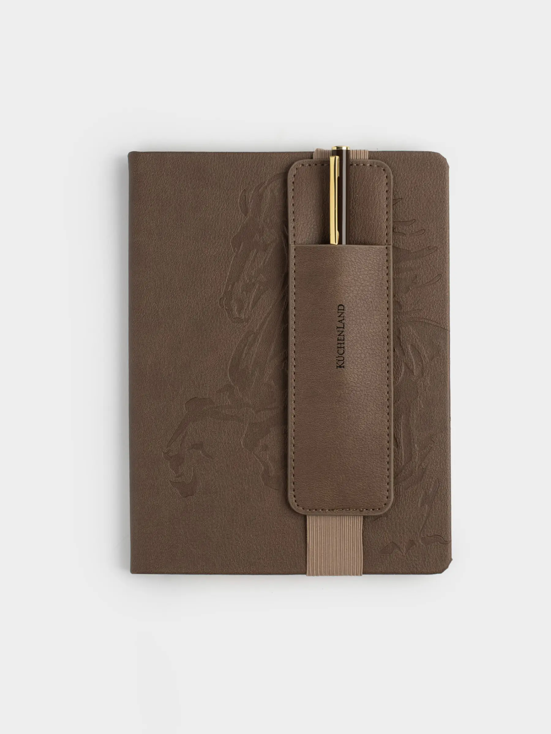 Қаламы бар жазу кітапшасы, 15х20 см, 80 л, полиуретан, қоңыр, Жылқы, B&G, image-0