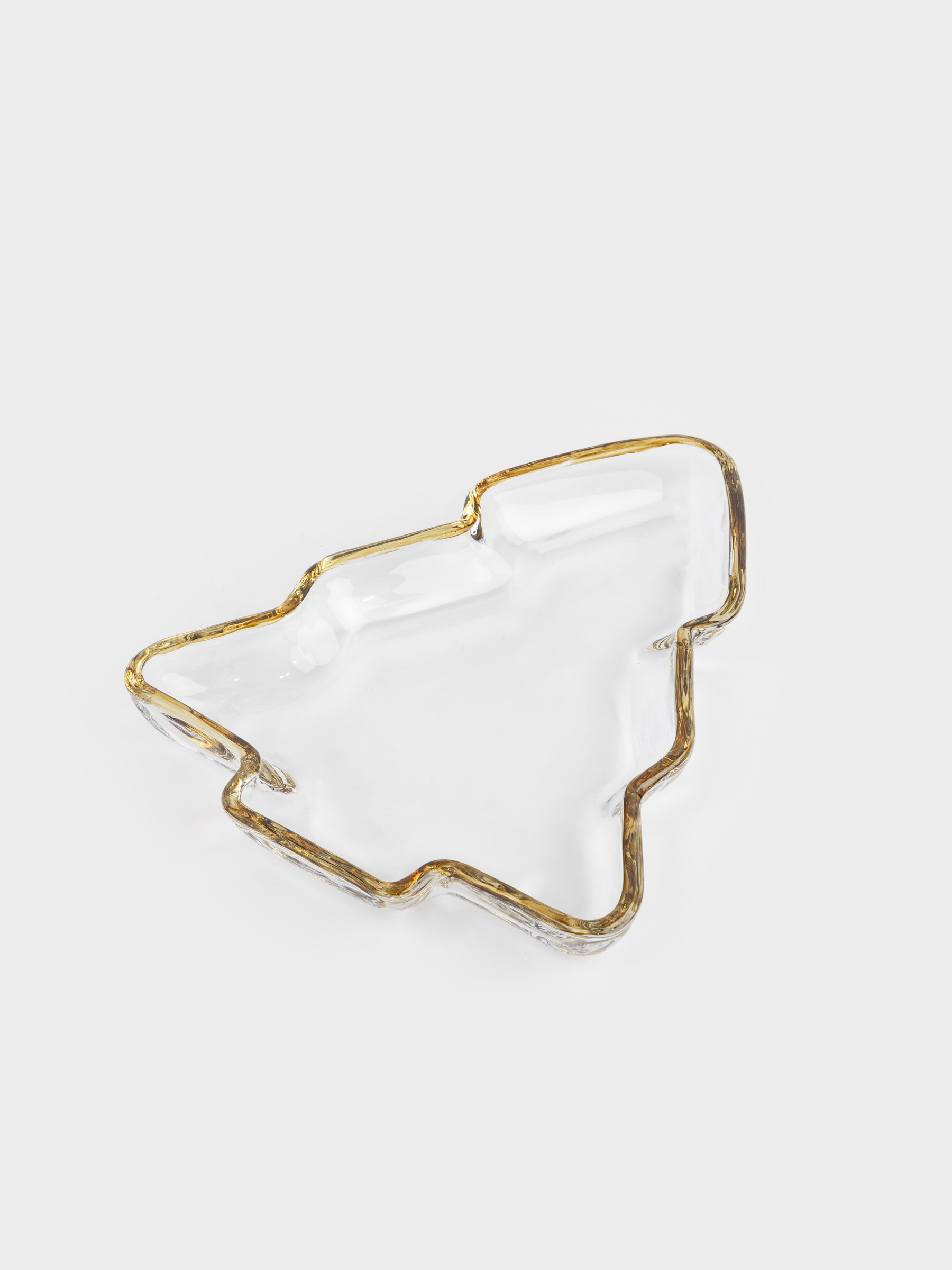 Блюдо, 20х17х2 см, стекло, с золотистым кантом, Ель, Christmas classic, image-0