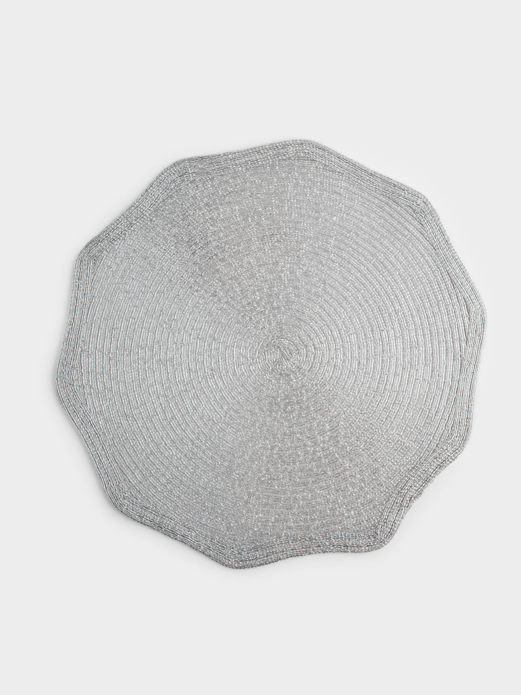 Салфетка под приборы, 38 см, полиэстер, фигурная, серебристая, Rotary shine