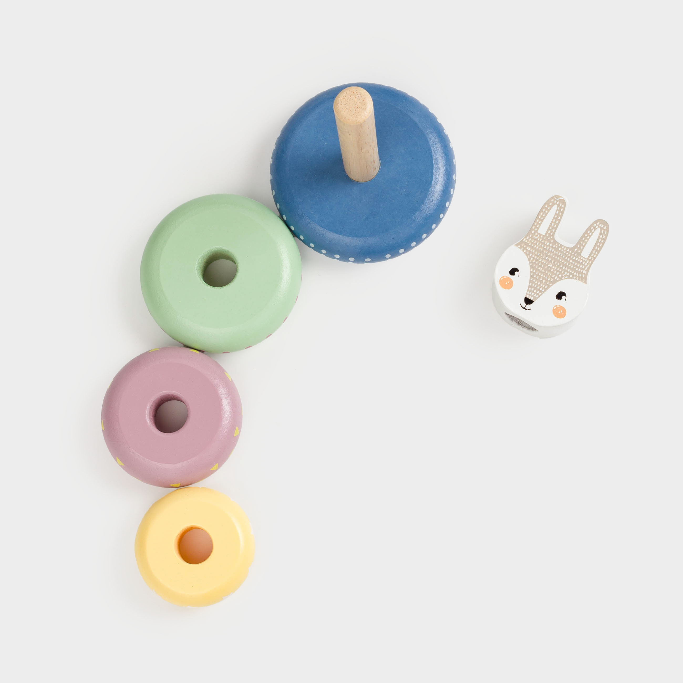 Игрушка развивающая, 14 см, дерево, Пирамидка кролик, Kiddy, image-5