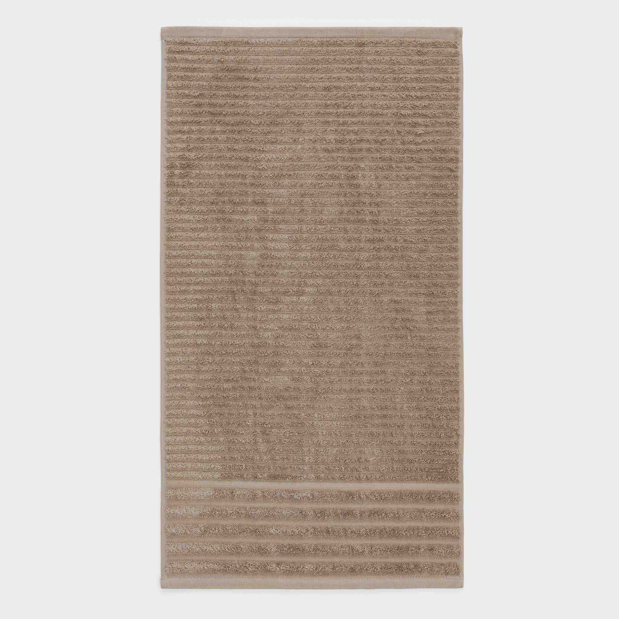 Полотенце, 70х140 см, хлопок, песочное, Объемные полосы, Stripes cotton, image-1