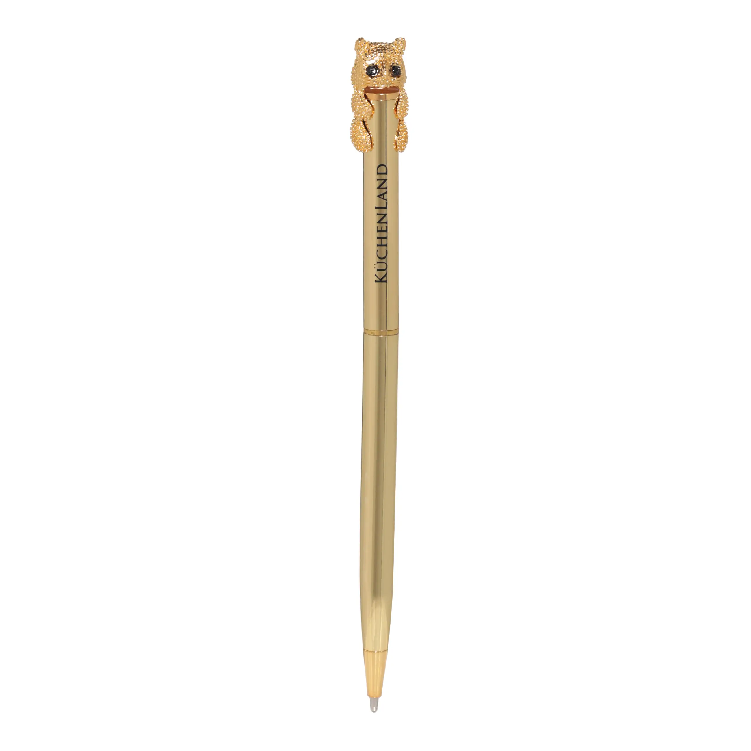 Ручка шариковая, 14 см, с фигуркой, золотистая, Кот, Draw figure, image-0