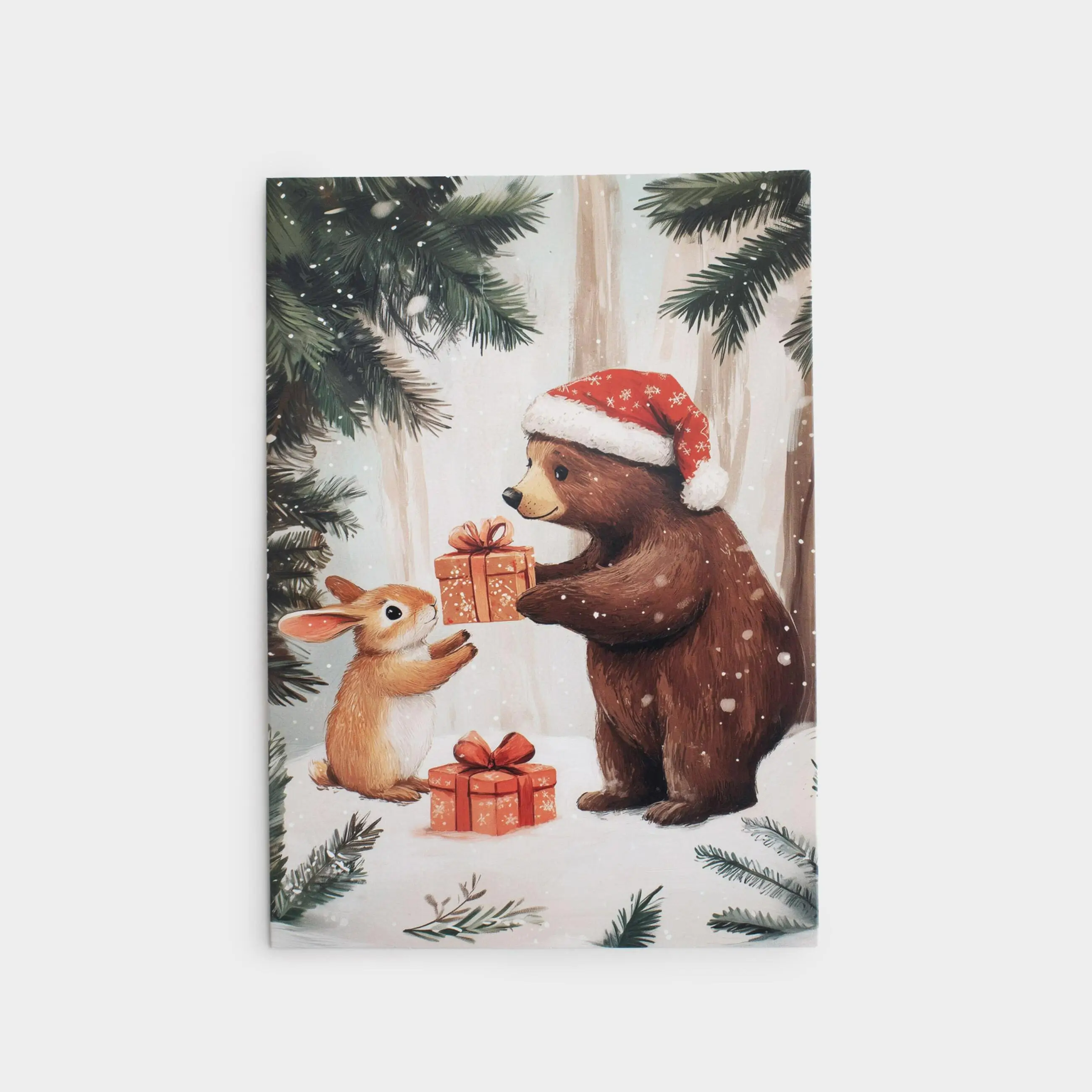 Сыйлық ашықхаты, 12х17 см, қағаз, Аю мен қоян, Friends forest