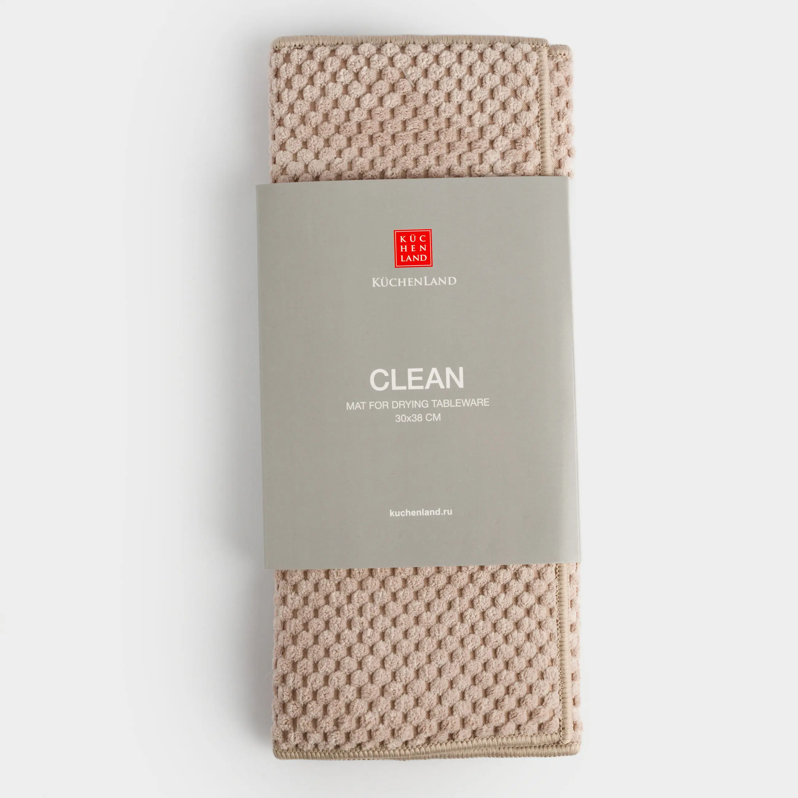 Коврик для сушки посуды, 30х38 см, микрофибра, бежевый, Clean, image-0