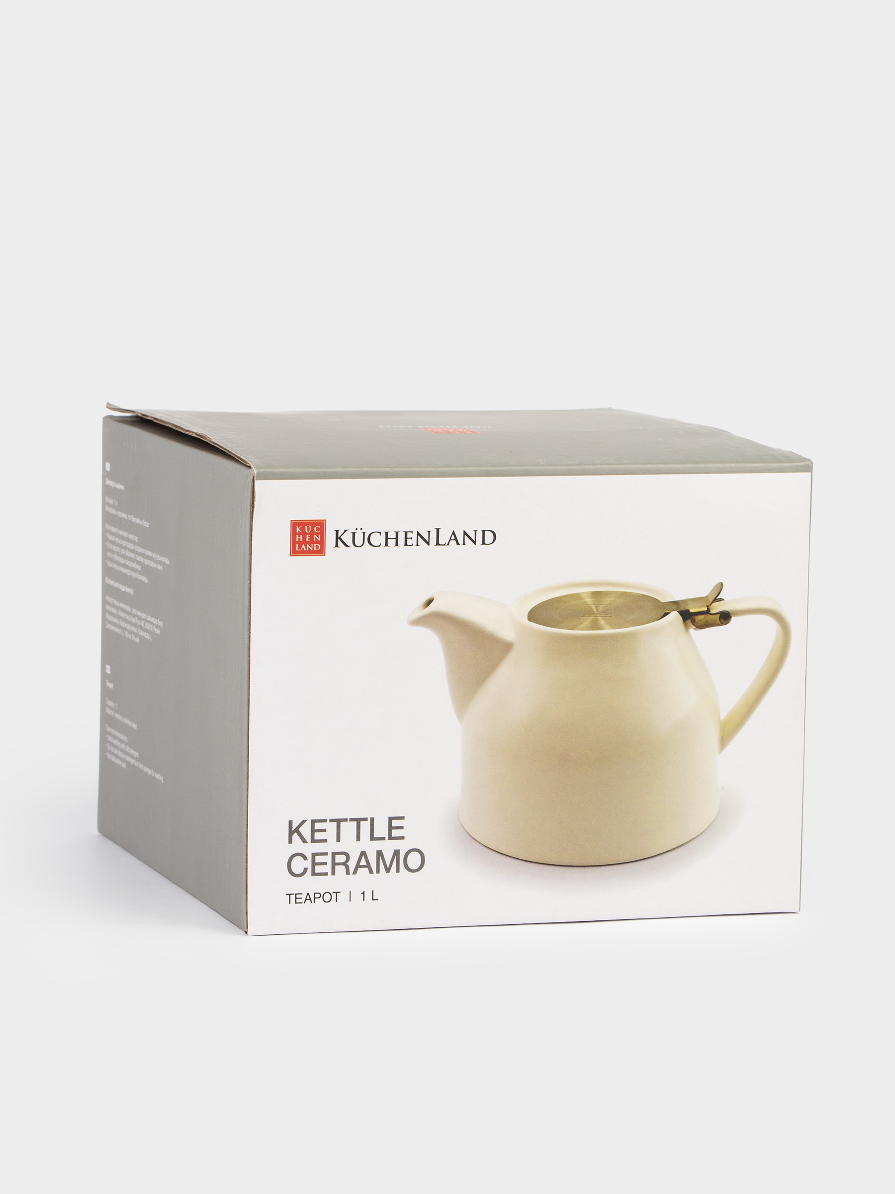 Шай демдейтін шәйнек, 1 л, керамика/болат, сүт түстес-алтын, Kettle ceramo, image-6