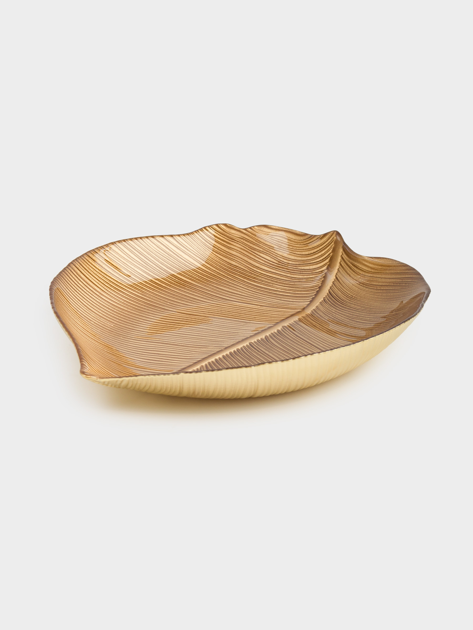 Блюдо, 21х19х3 см, стекло, золотистое, Тропический лист, Hosta, image-1