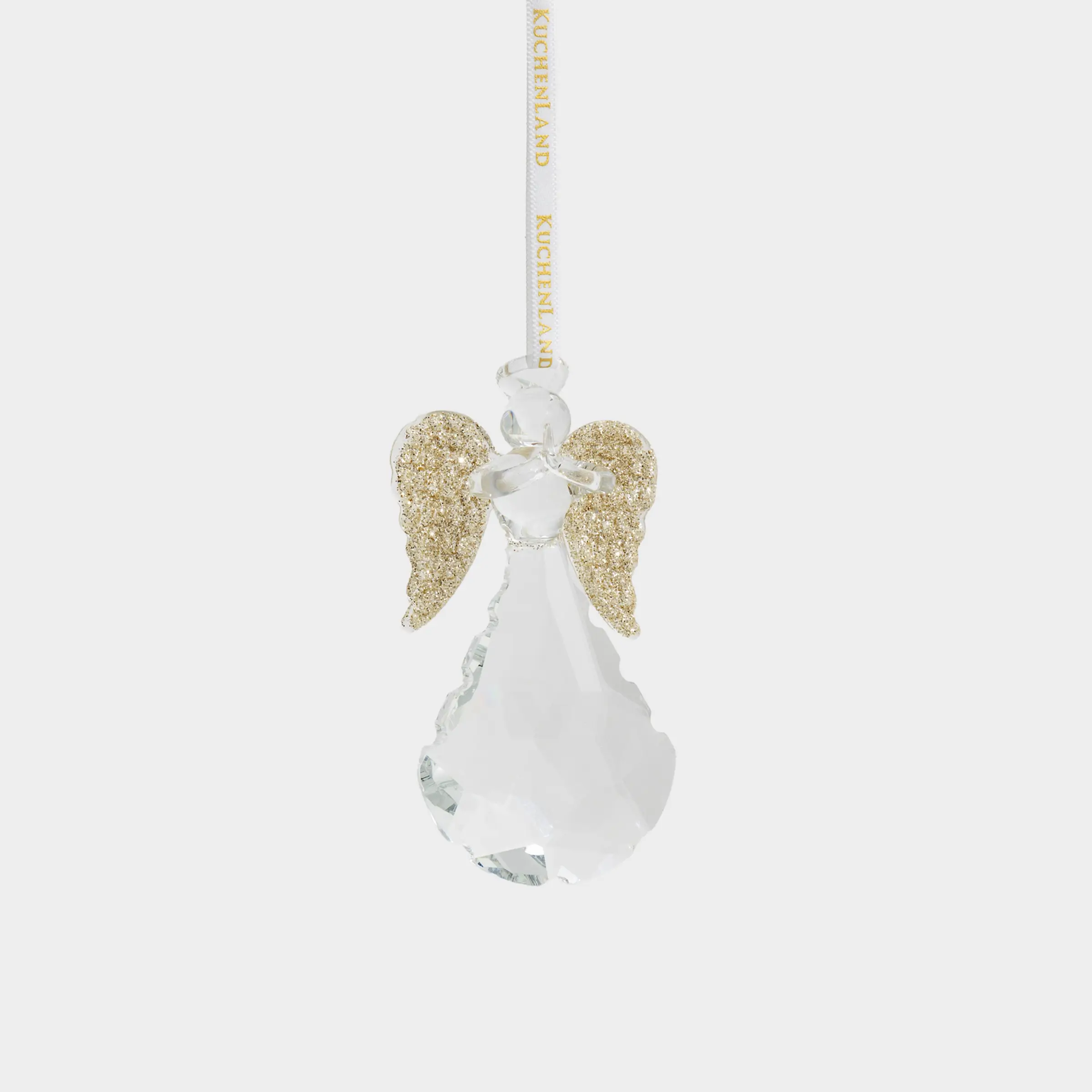 Игрушка елочная, 8 см, стекло, шампань, с блестками, Ангел, Angel Figurine