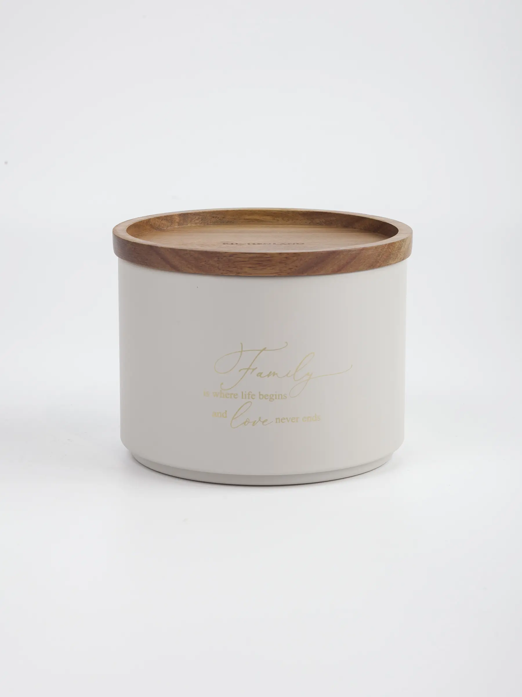 Банка для сыпучих продуктов, 850 мл, металл/дерево, бежевая, Ritlen