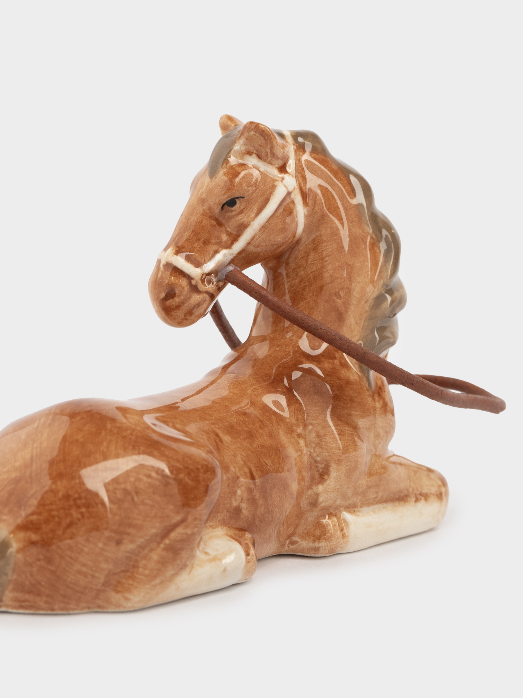 Мүсінше, 6 см, керамика/жасанды былғары, қоңыр, Жылқы, Natural horse, image-3