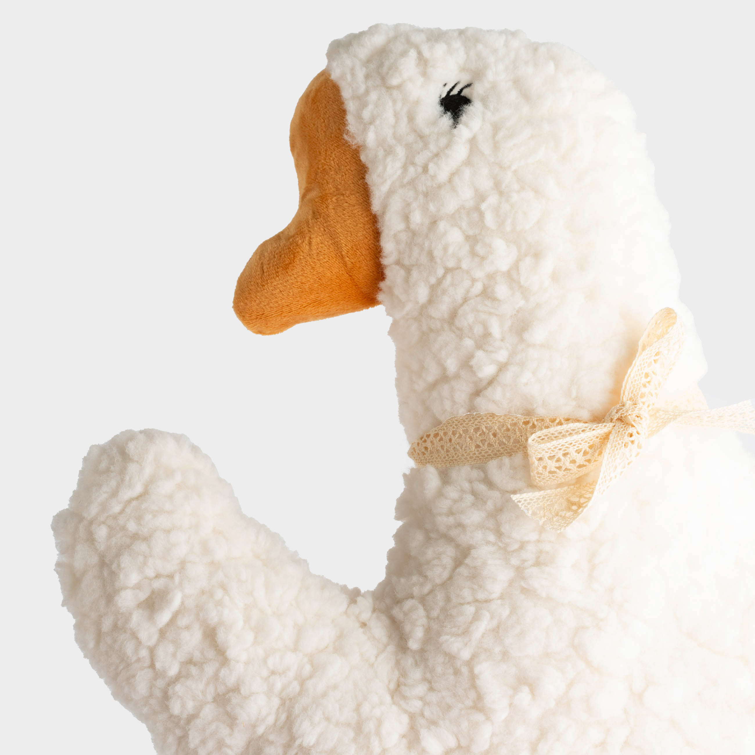Подушка декоративная, 43х29 см, плюш, белая, Гусь, Goose, image-3