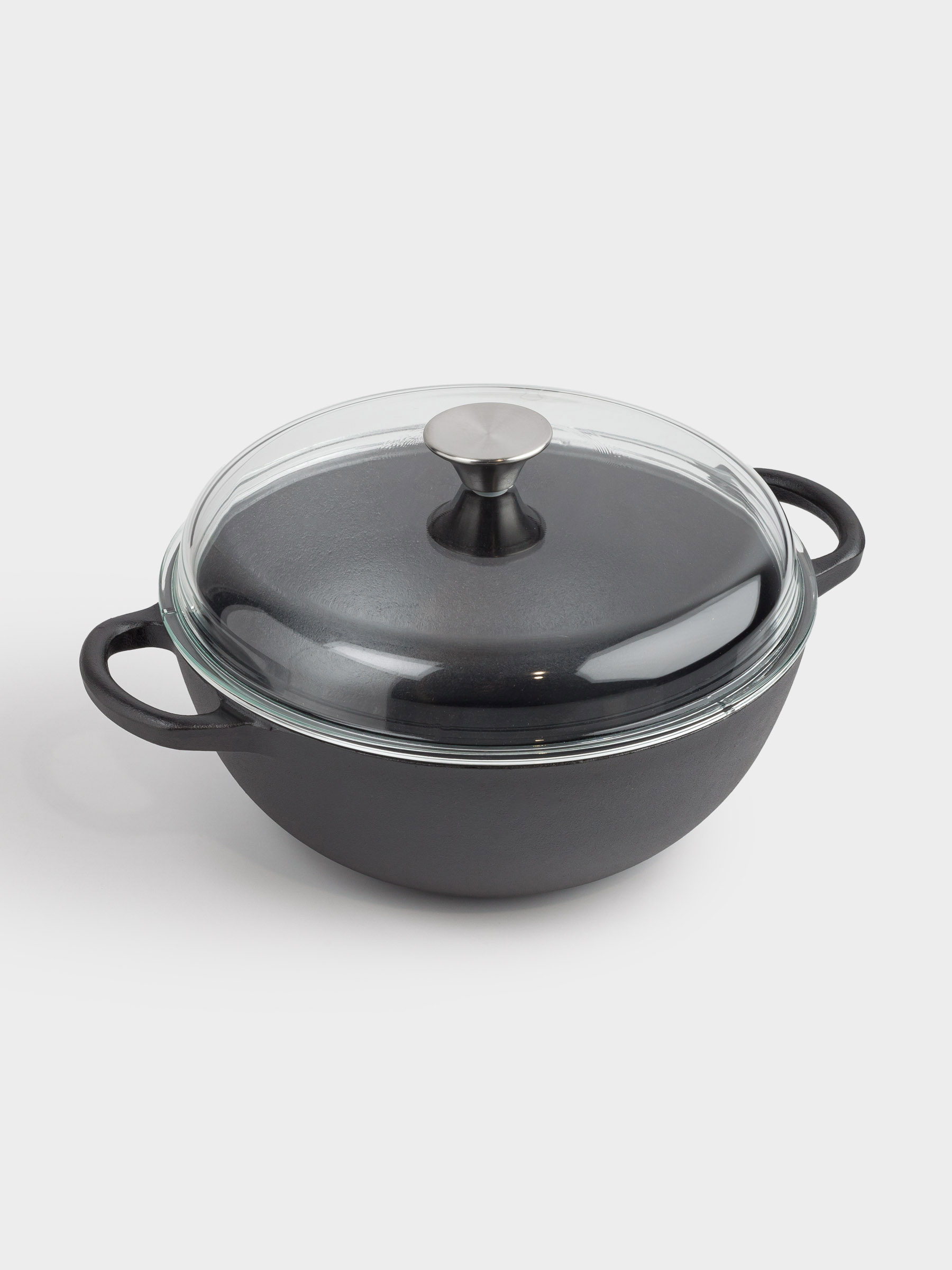 Казан, 27 см, 3,5 л, с крышкой, чугун/стекло Т, черный, Authentic, image-1