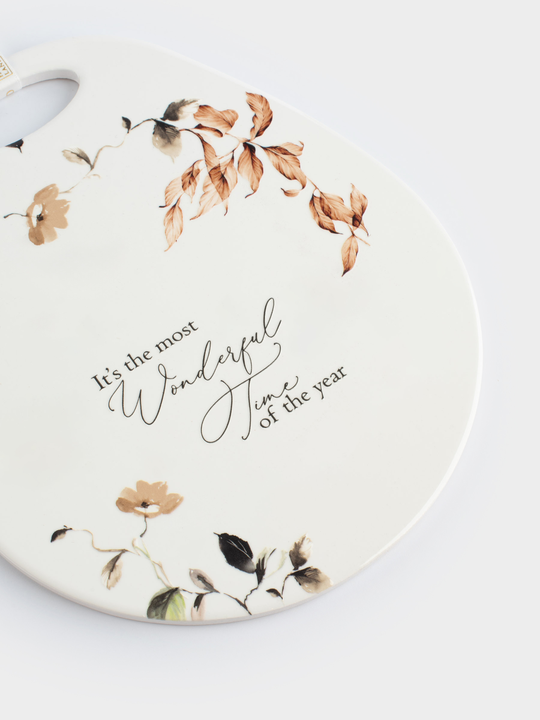 Подставка под горячее, 21х25 см, керамика/пробка, белая, Осенние цветы, Refined floral, image-2