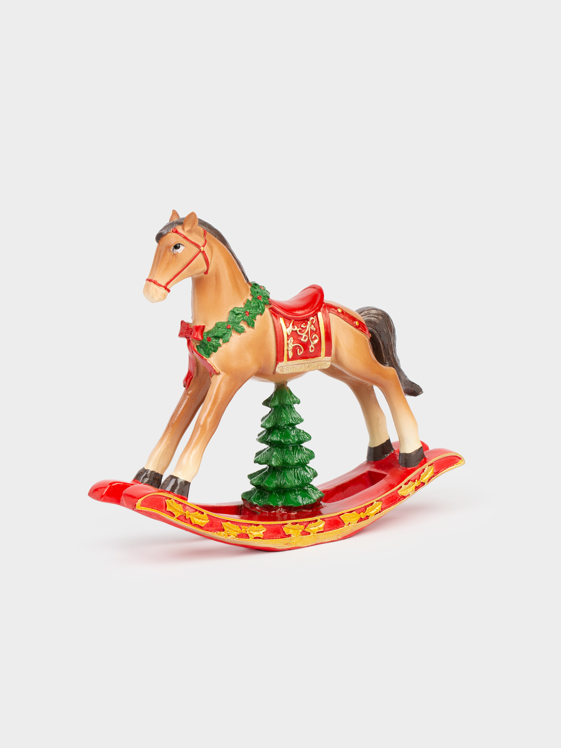Мүсінше, 15 см, полирезин, қоңыр, Тербелетін ат, Horse christmas, image-1