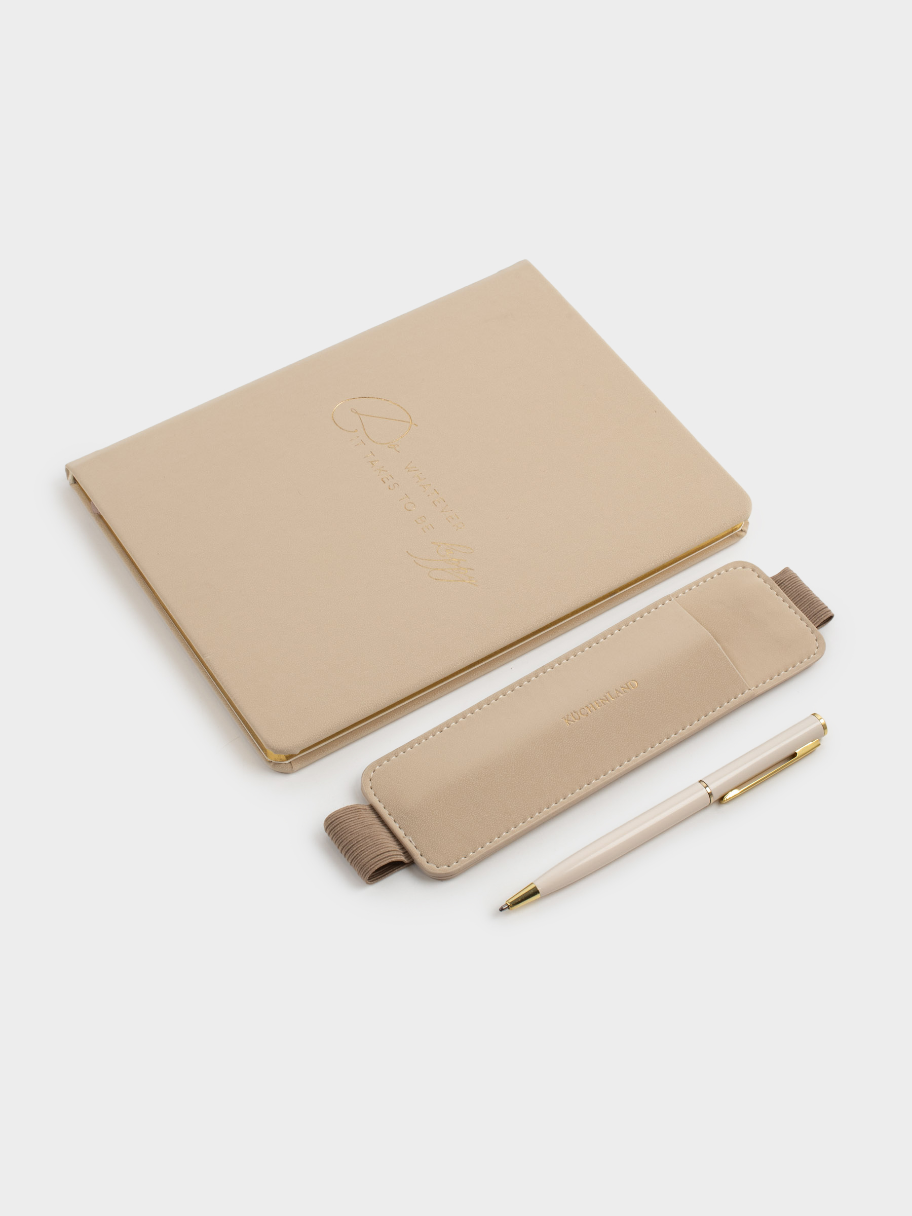 Блокнот для записей, 15х20 см, 80 л, с ручкой, полиуретан, молочный, B&G, image-4