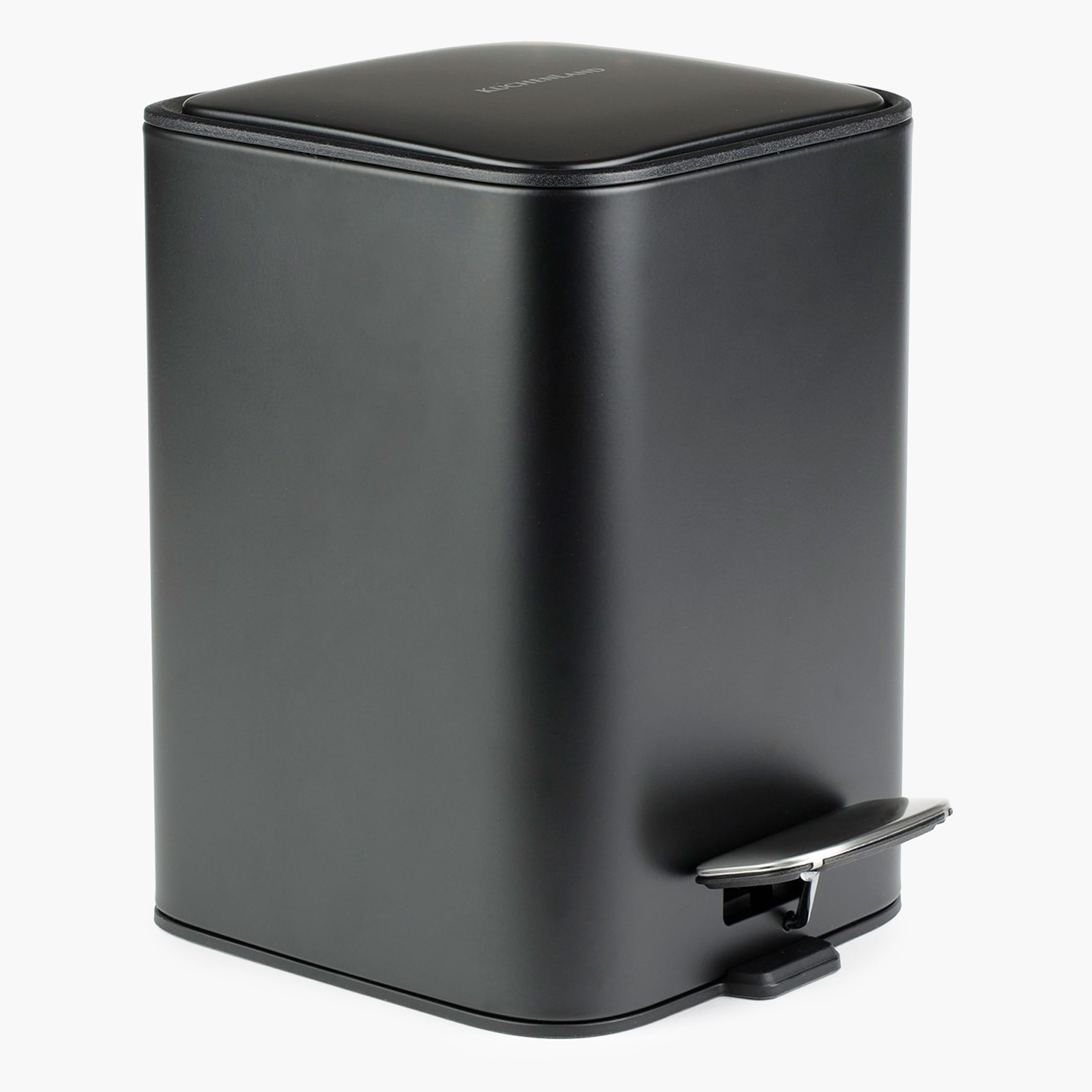 Қоқыс салғыш, 6 л, педальмен, металл, шаршы, қара, Total black, image-0