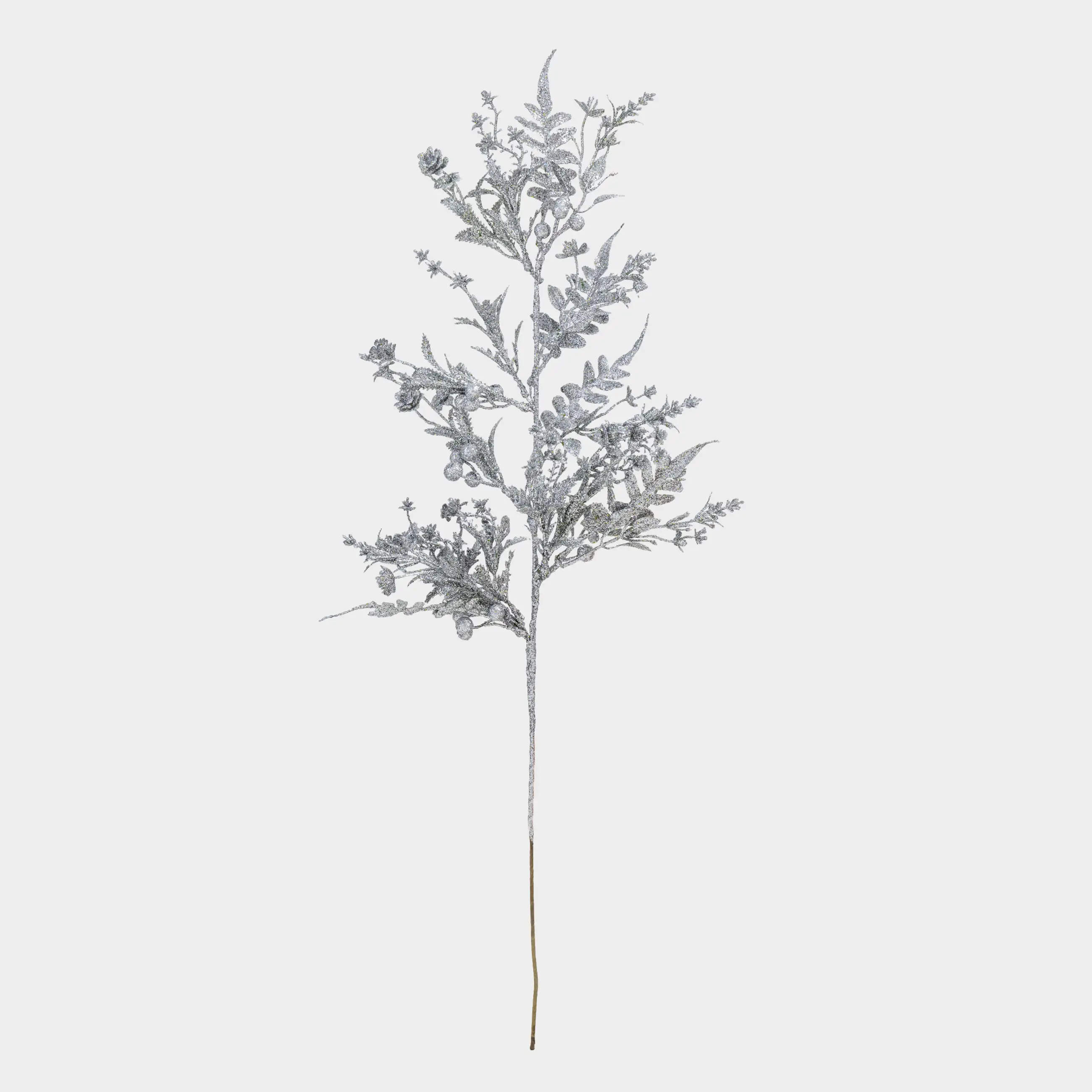 Ветка декоративная, 64 см, полиэтилен/пластик, серебристая, Ель, Sparkle decor