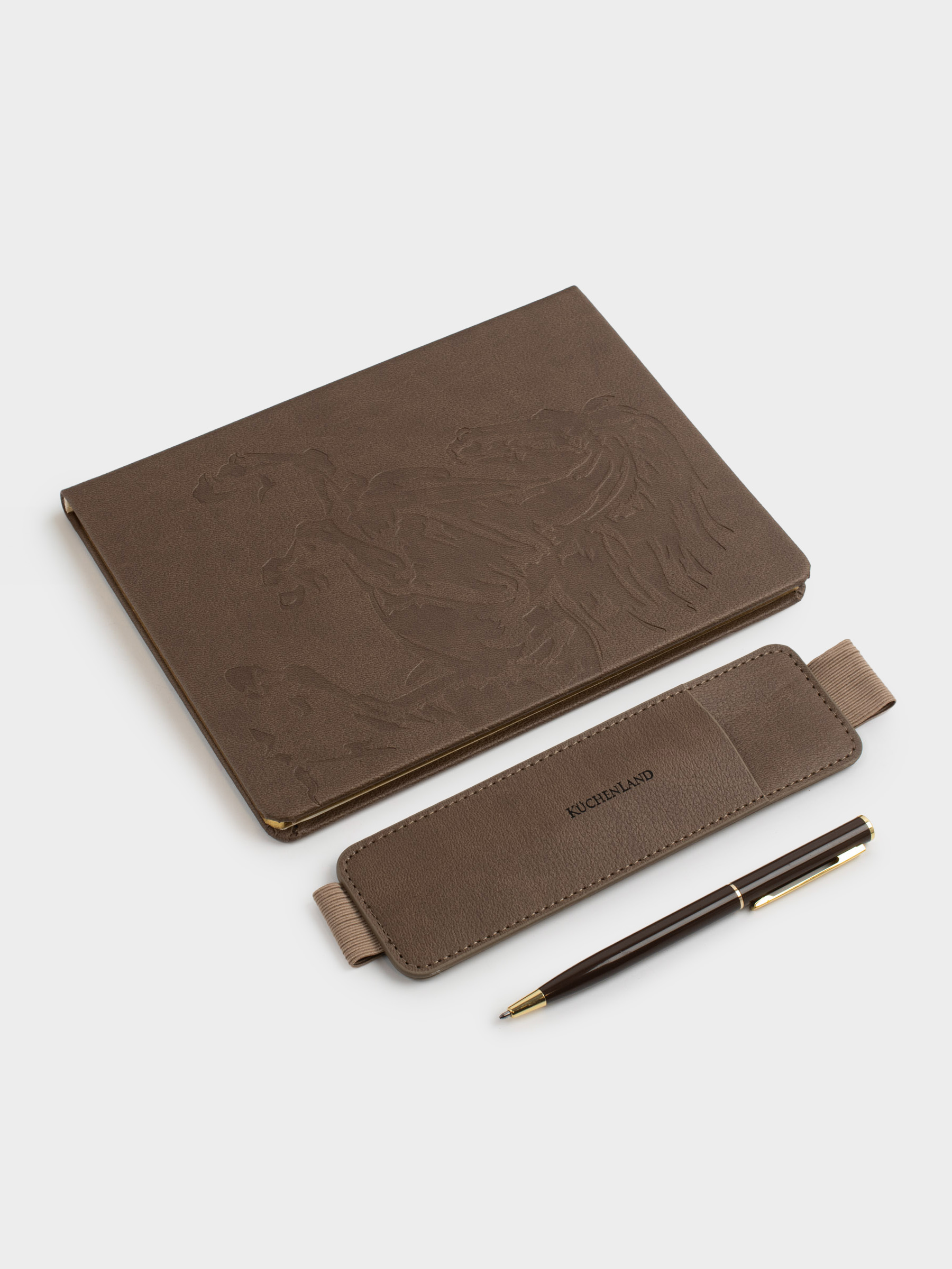 Қаламы бар жазу кітапшасы, 15х20 см, 80 л, полиуретан, қоңыр, Жылқы, B&G, image-4