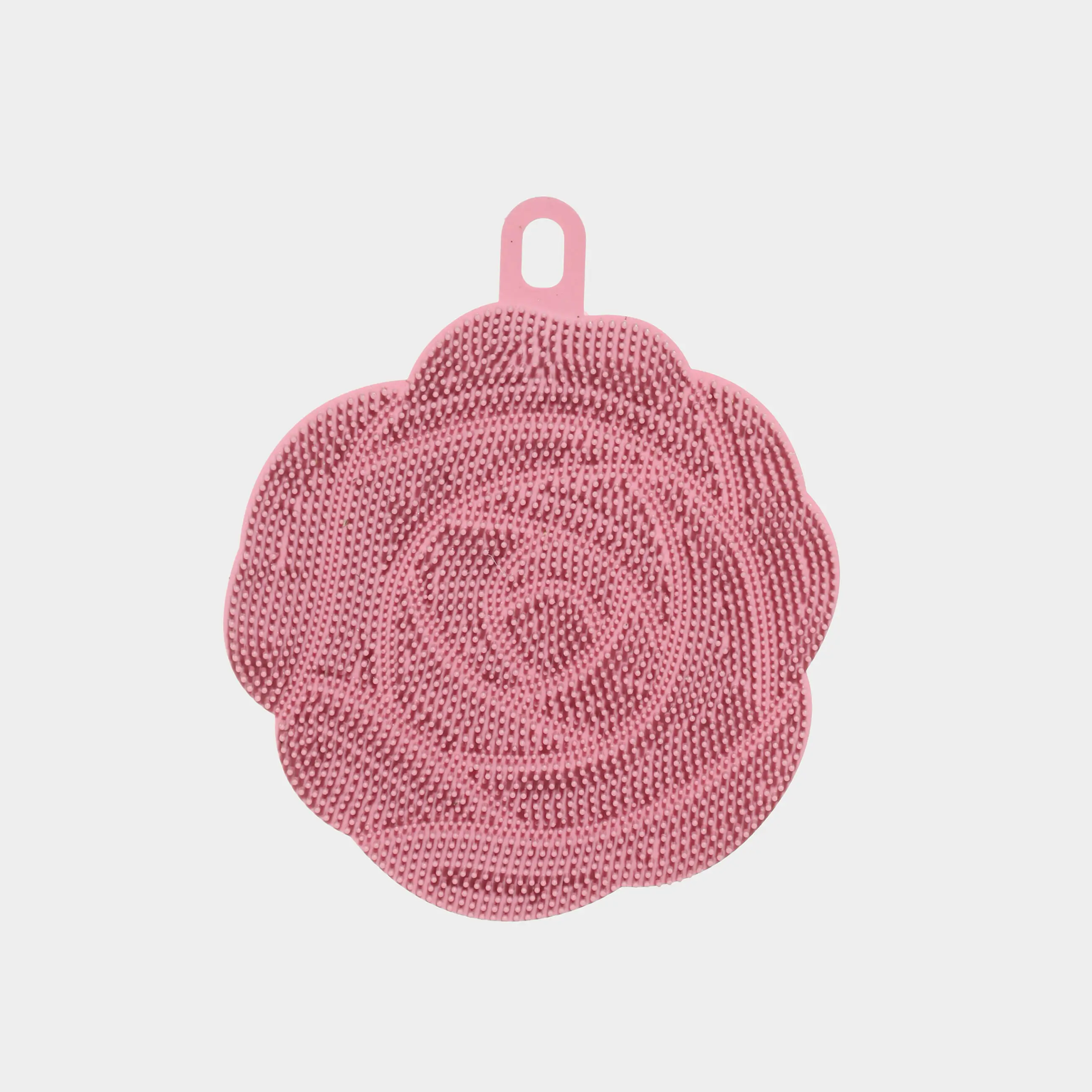 Губка для мытья посуды, 13х11 см, силикон, пудровая, Роза, Manny