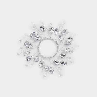 Кольцо для салфеток, 5 см, акрил/металл, серебристое, Кристаллы, Crystal decor ,image-0