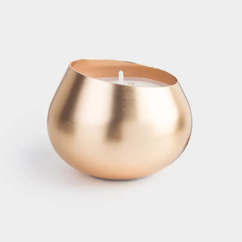 Свеча ароматическая, 8 см, в подсвечнике, металл, золотистая, Tuscan Leather, Galore candle ,image-0