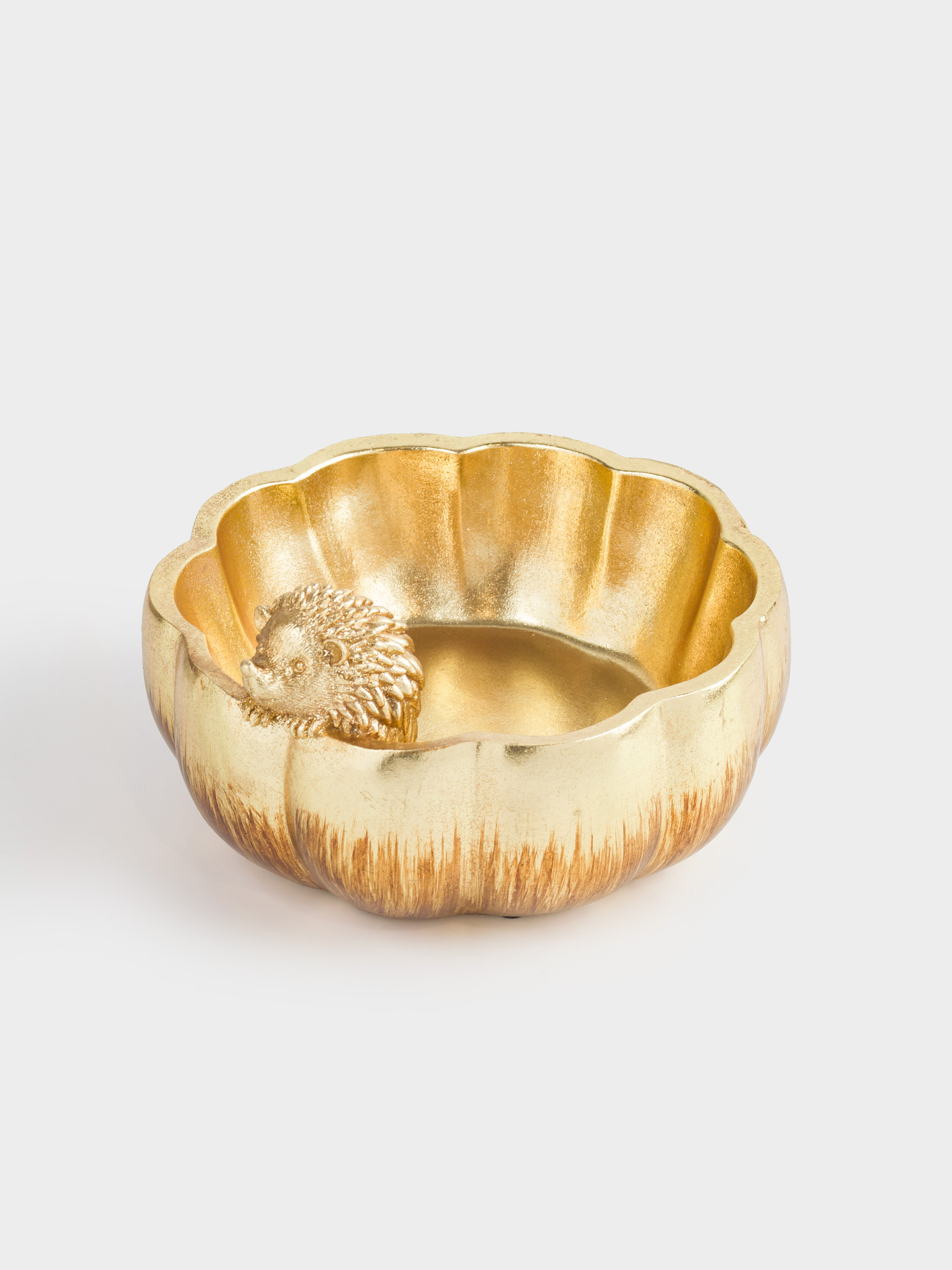 Конфетница, 21х13 см, полирезин, золотистая, Ежик на тыкве, Golden forest, image-2