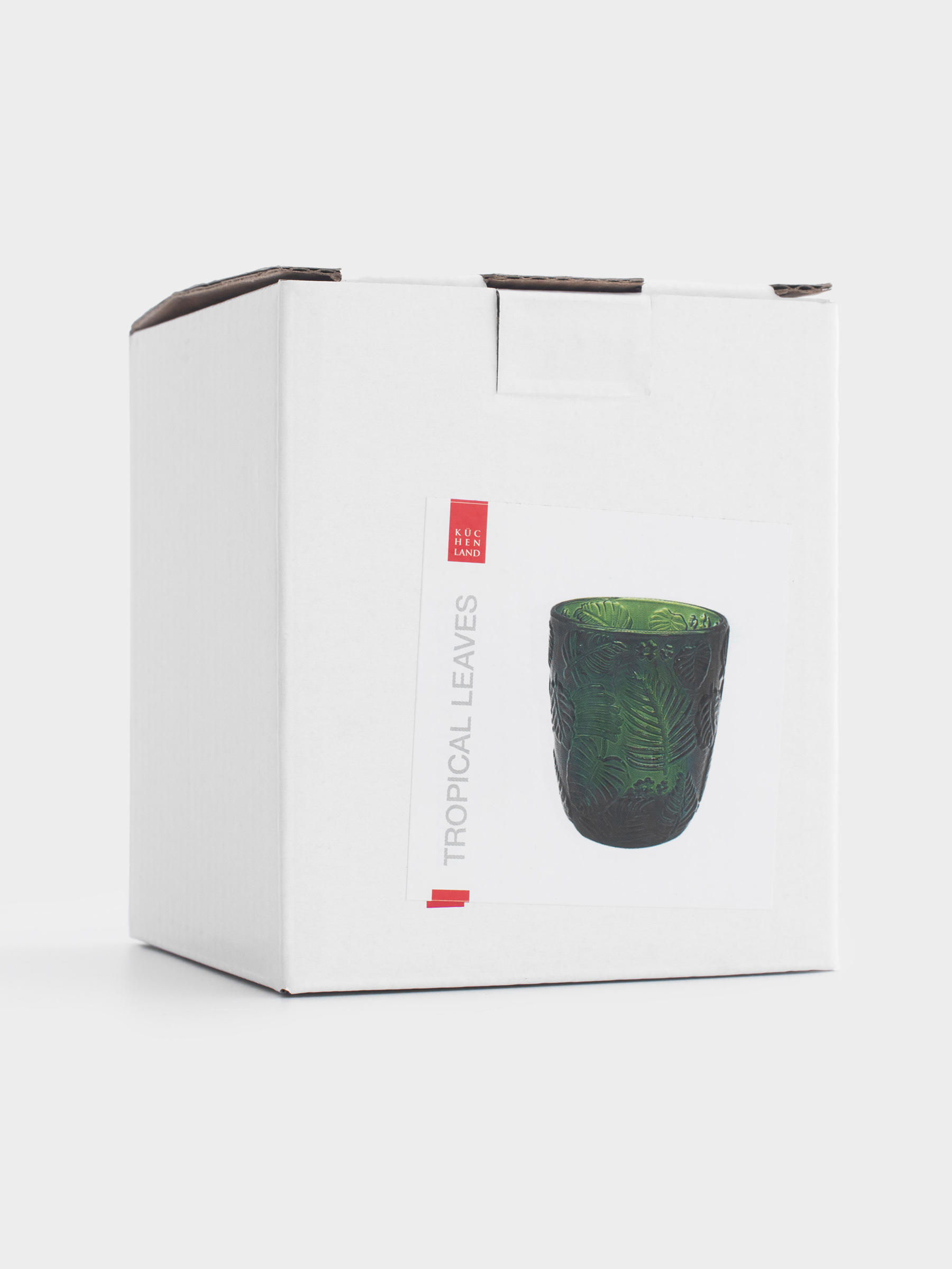 Стакан, 10 см, 300 мл, стекло Р, зеленый, Монстера, Tropical leaves, image-4