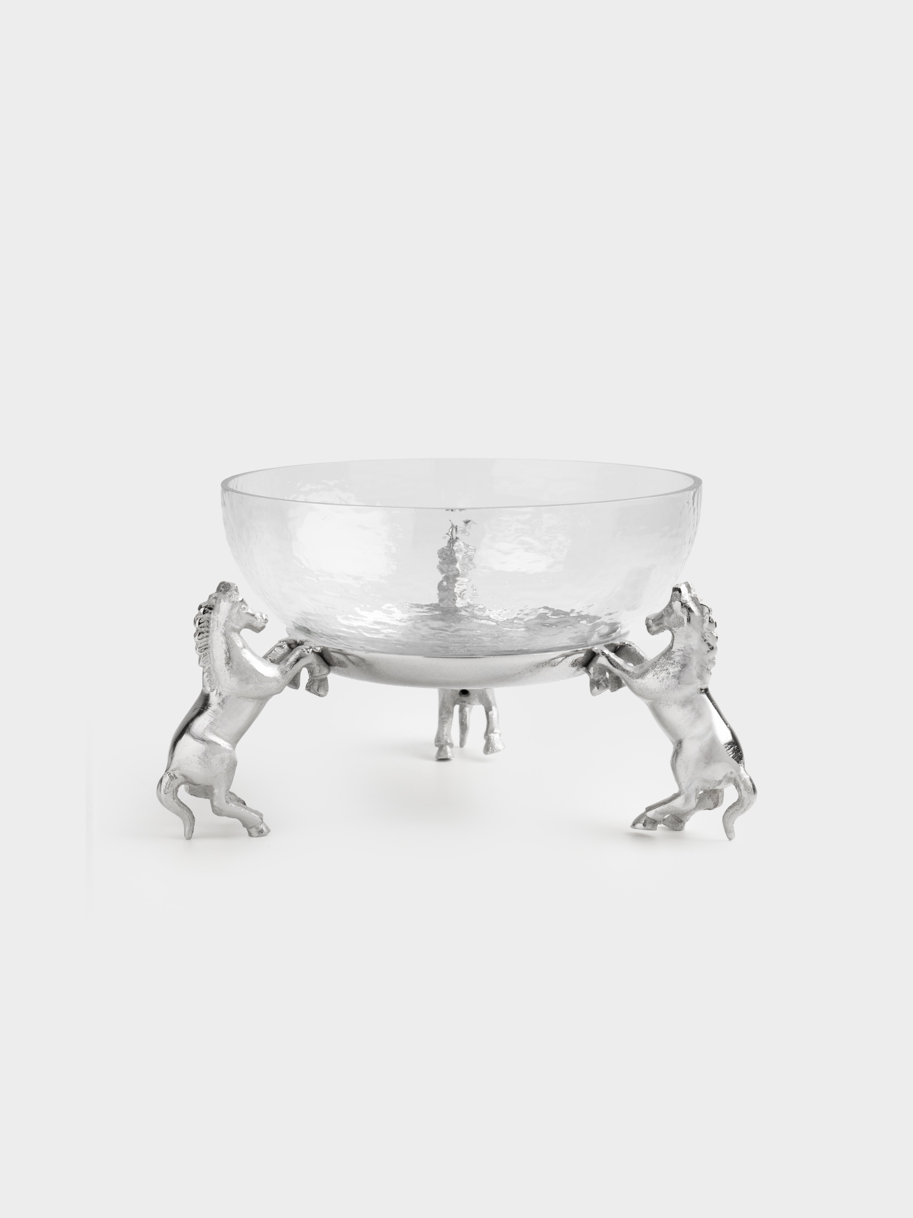 Ваза для фруктов, 25х22 см, на подставке, стекло/металл, серебристая, Кони, Horse silver, image-0