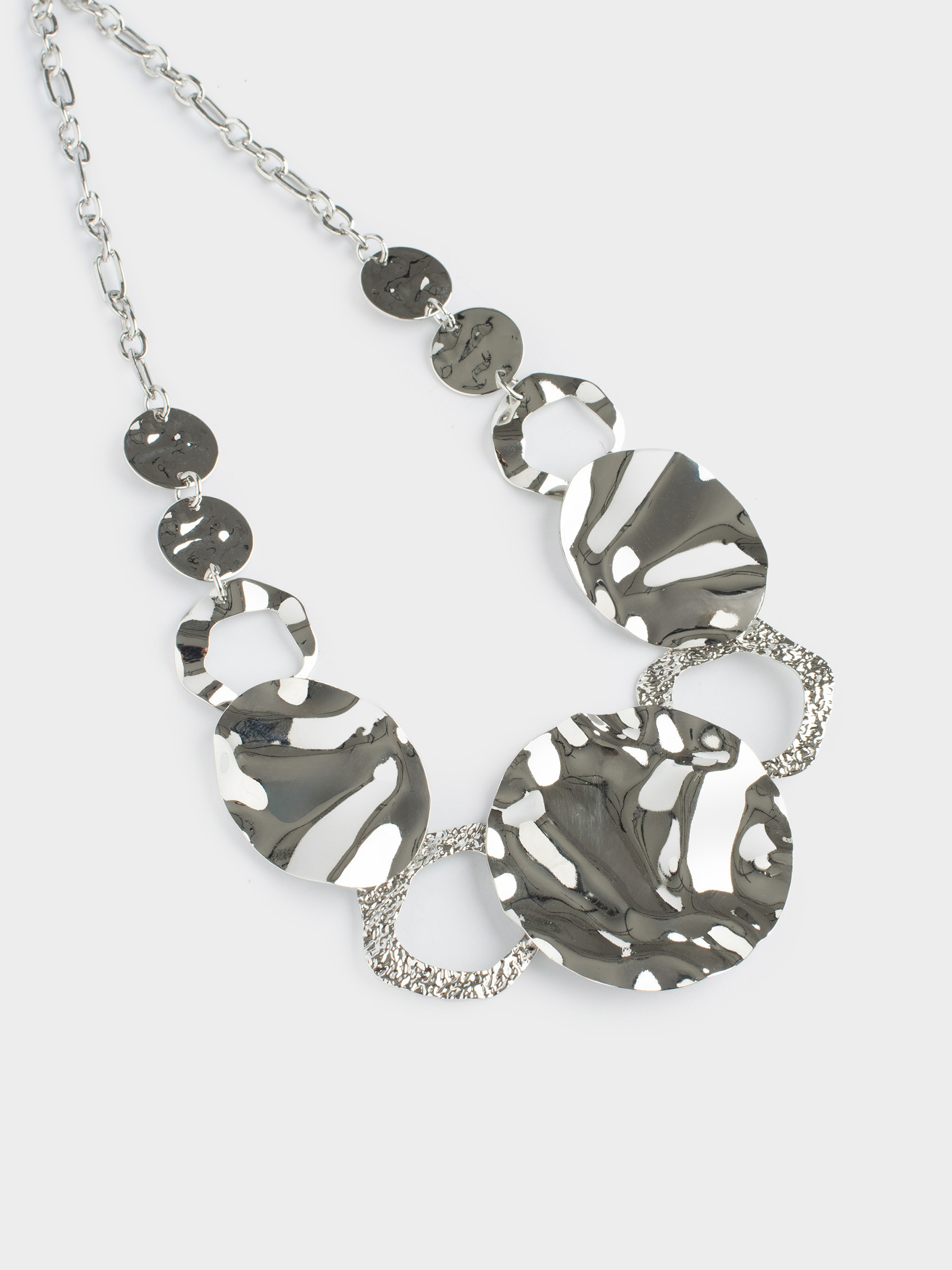 Колье, 52 см, металл, серебристое, Объемные круги, Jewelry, image-2