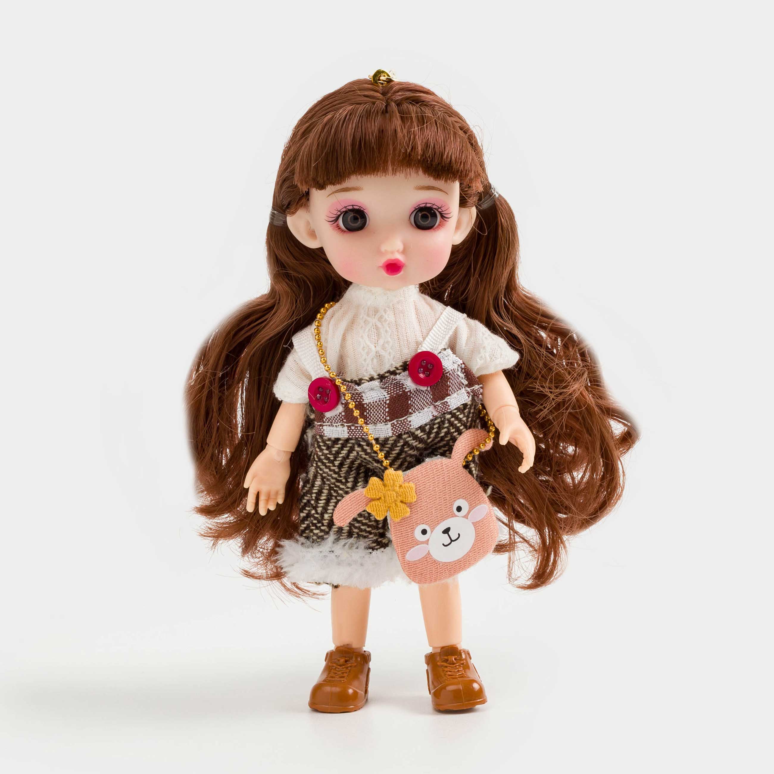 Кукла, 16 см, на шарнирах, с брелоком, ПВХ, Девочка в комбинезоне, Childhood, image-3